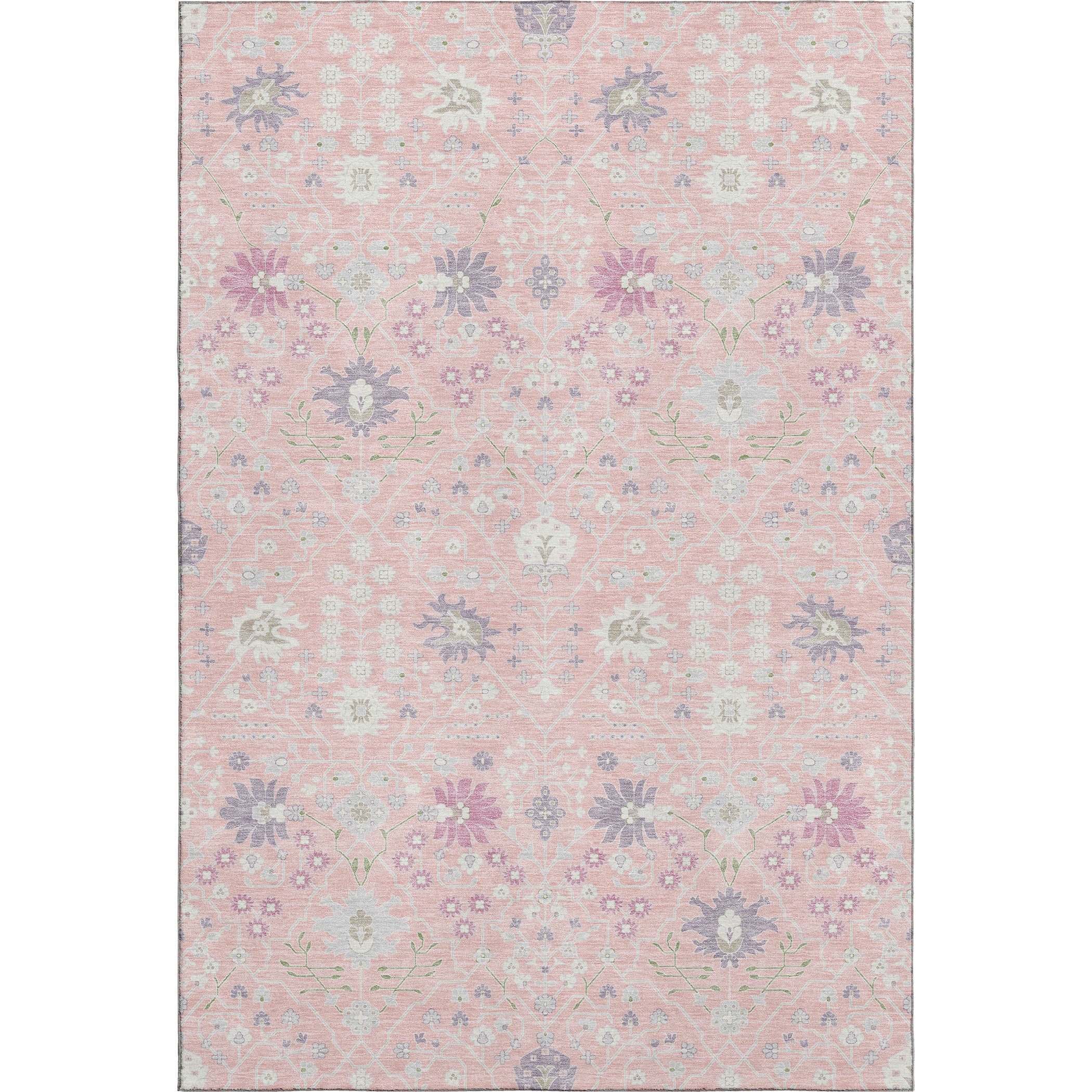Colombo Machine Washable Traditional Pink Rug 2'6" x 3'10" #shape_Rectangle