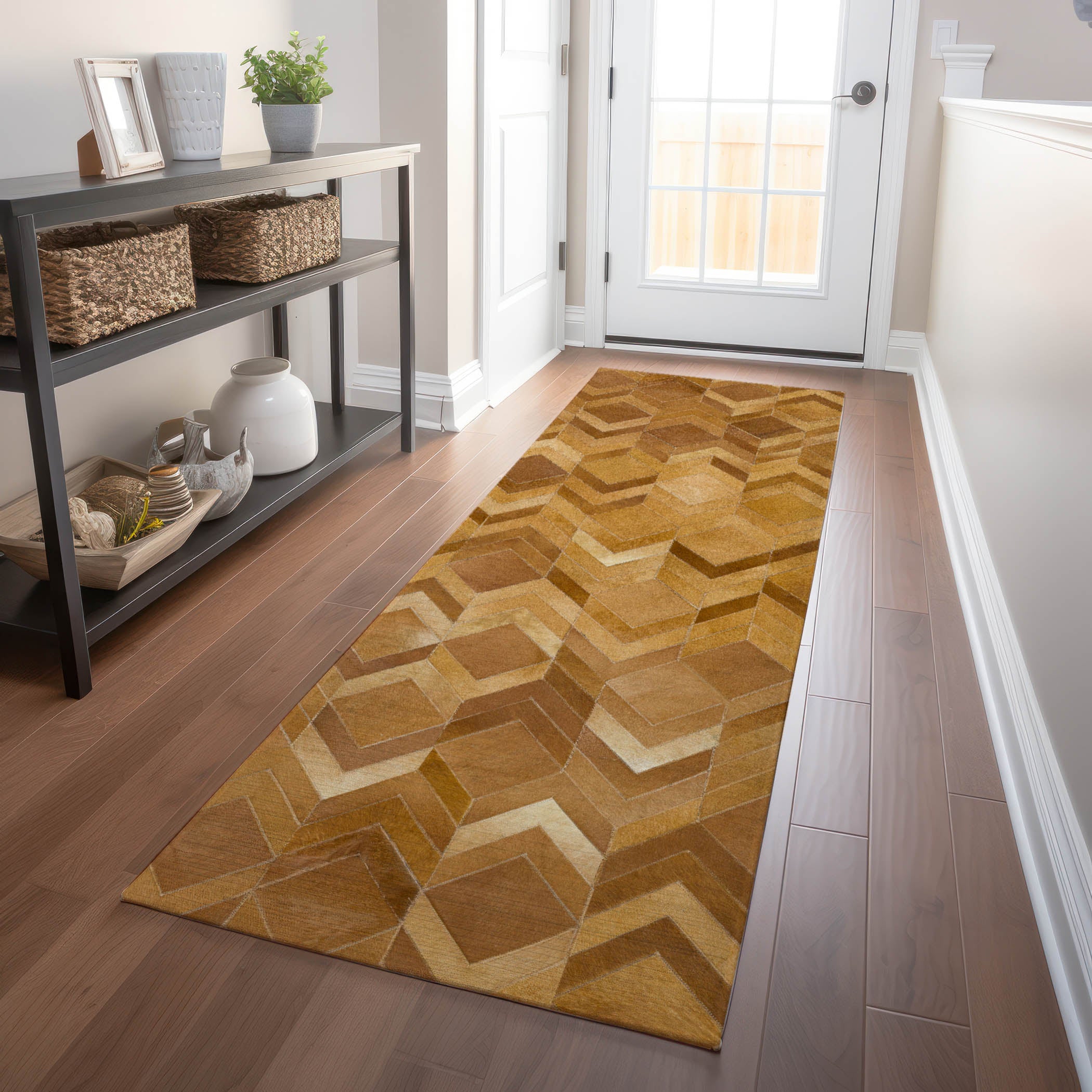 Vienna Machine Washable Cowhide Brown Browns Rug 2'3" x 7'6" #shape_Runner