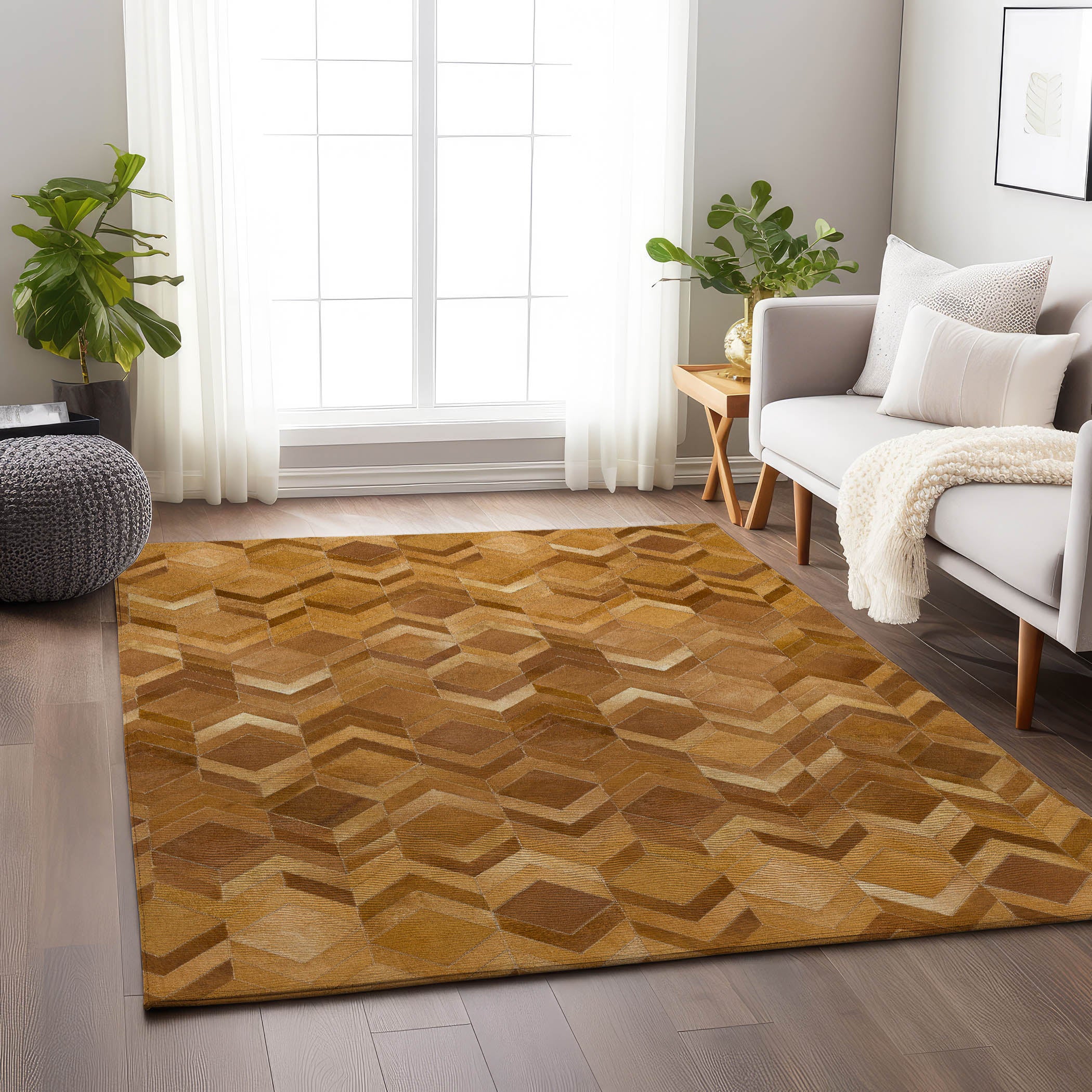 Vienna Machine Washable Cowhide Brown Browns Rug 2'6" x 3'10" #shape_Rectangle