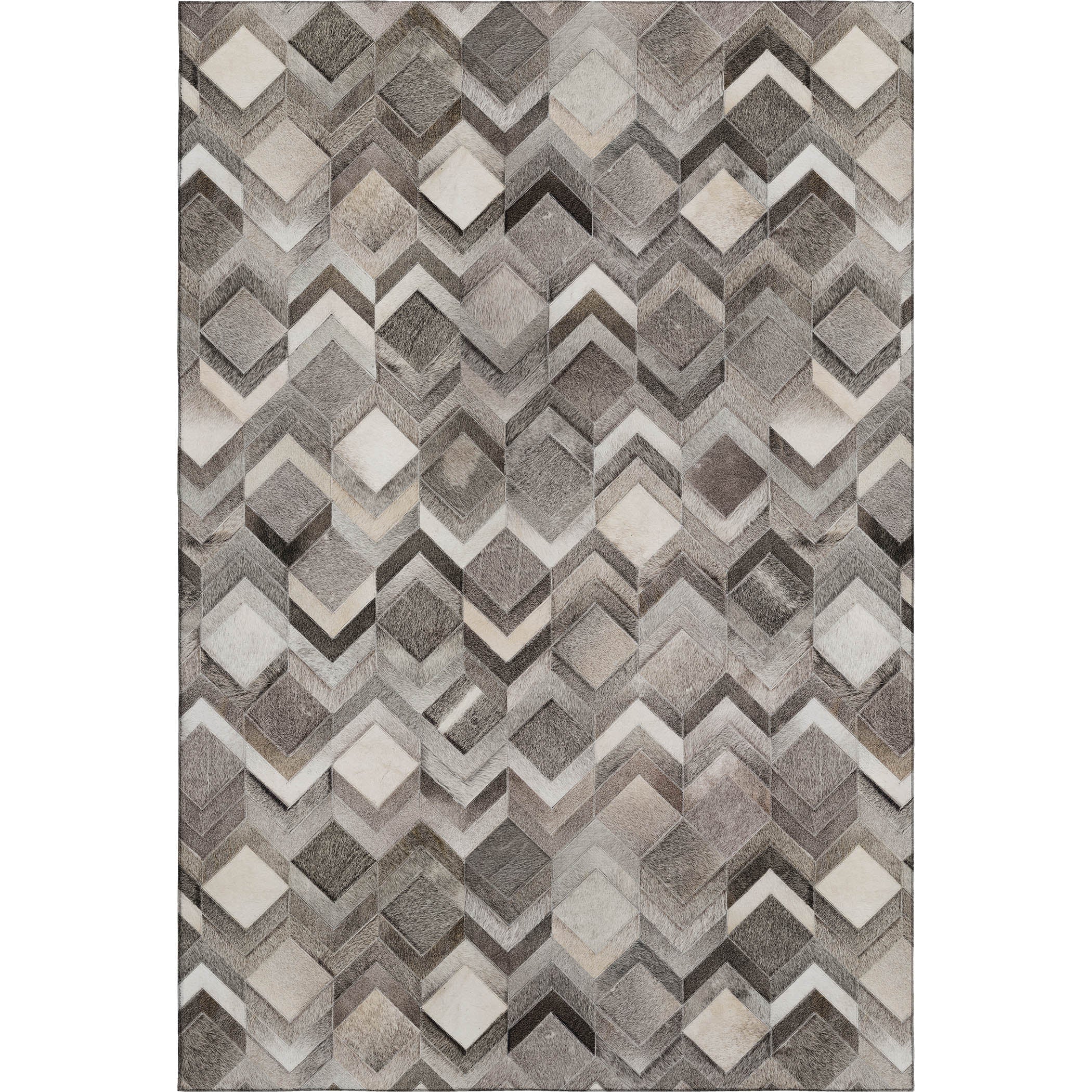 Vienna Machine Washable Cowhide Gray Rug 2'6" x 3'10" #shape_Rectangle