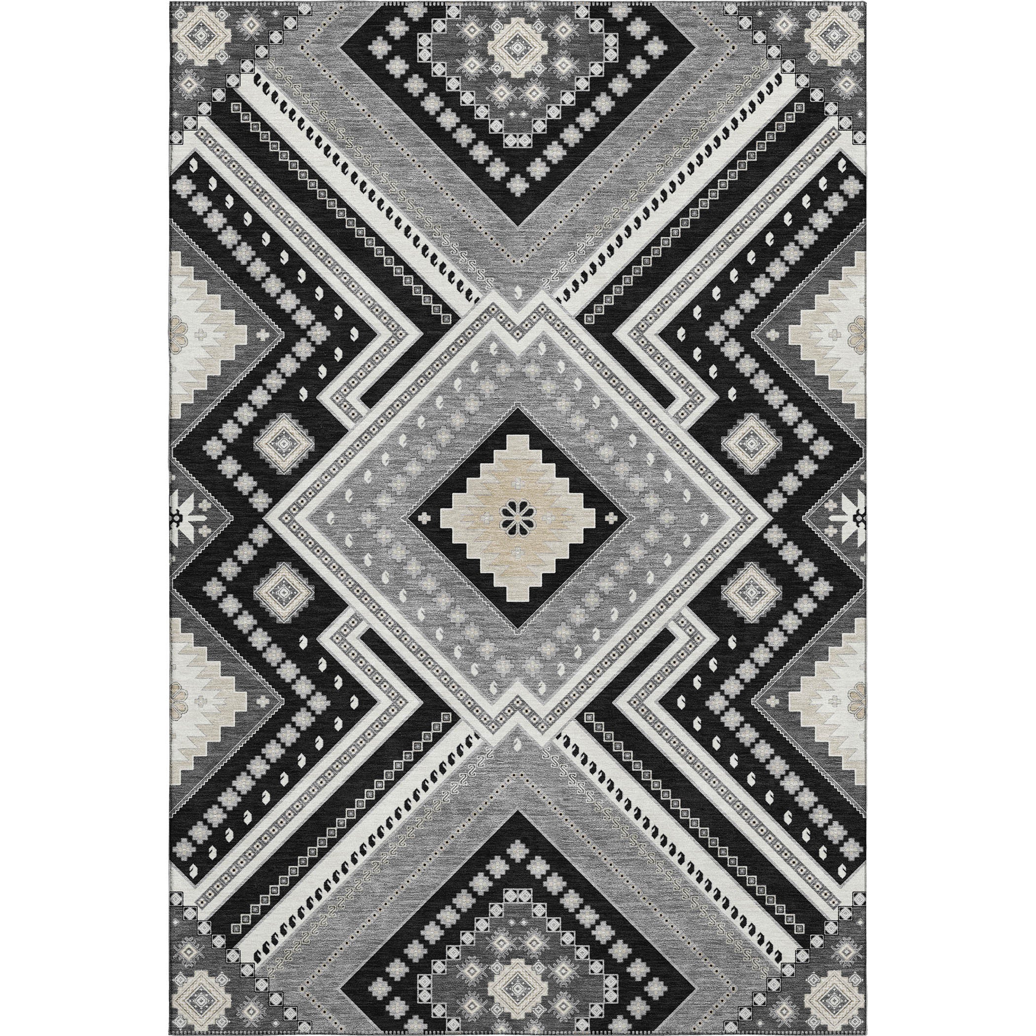 Ghent Machine Washable Transitional Black Rug 2'6" x 3'10" #shape_Rectangle