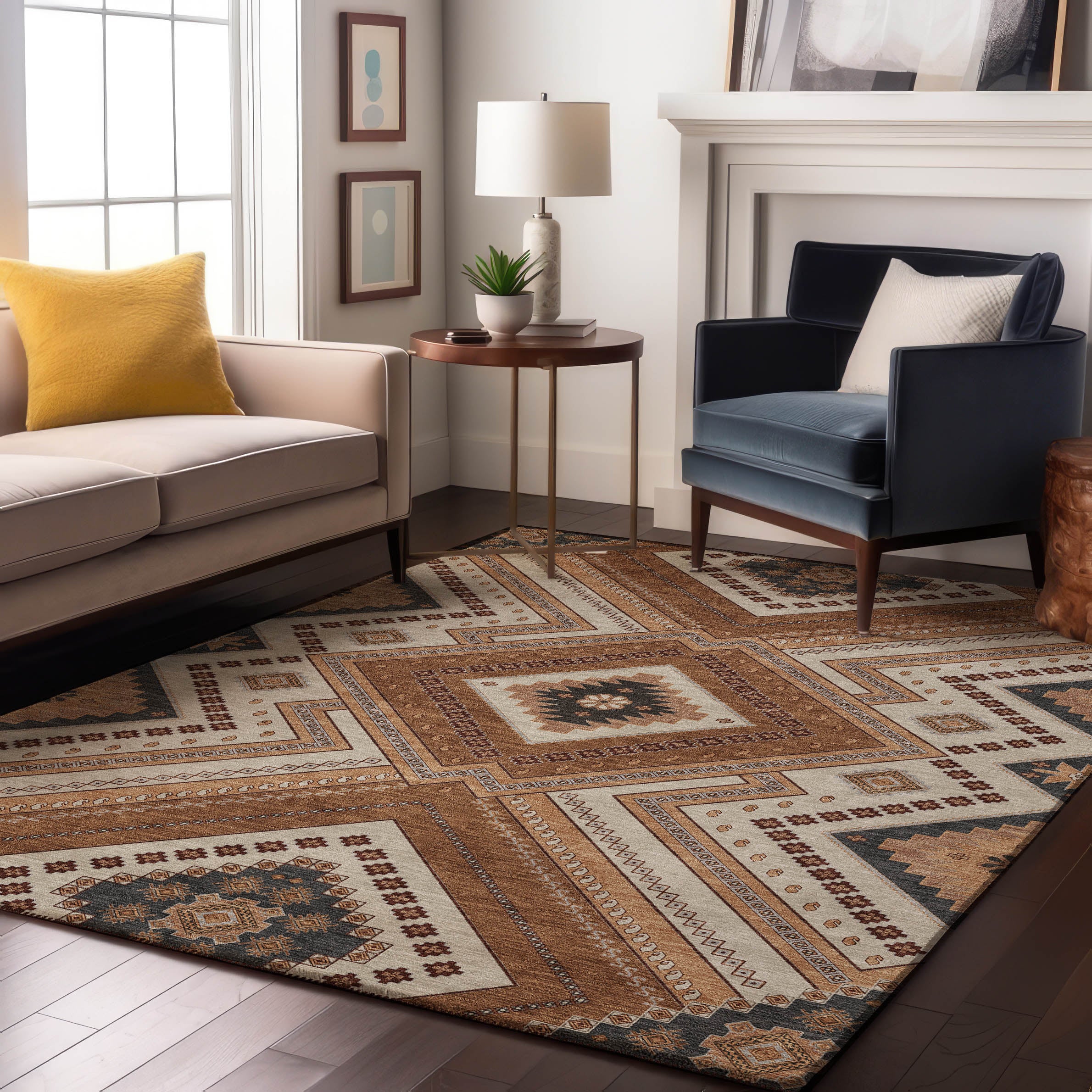 Ghent Machine Washable Transitional Copper Orange Rug 2'6" x 3'10" #shape_Rectangle