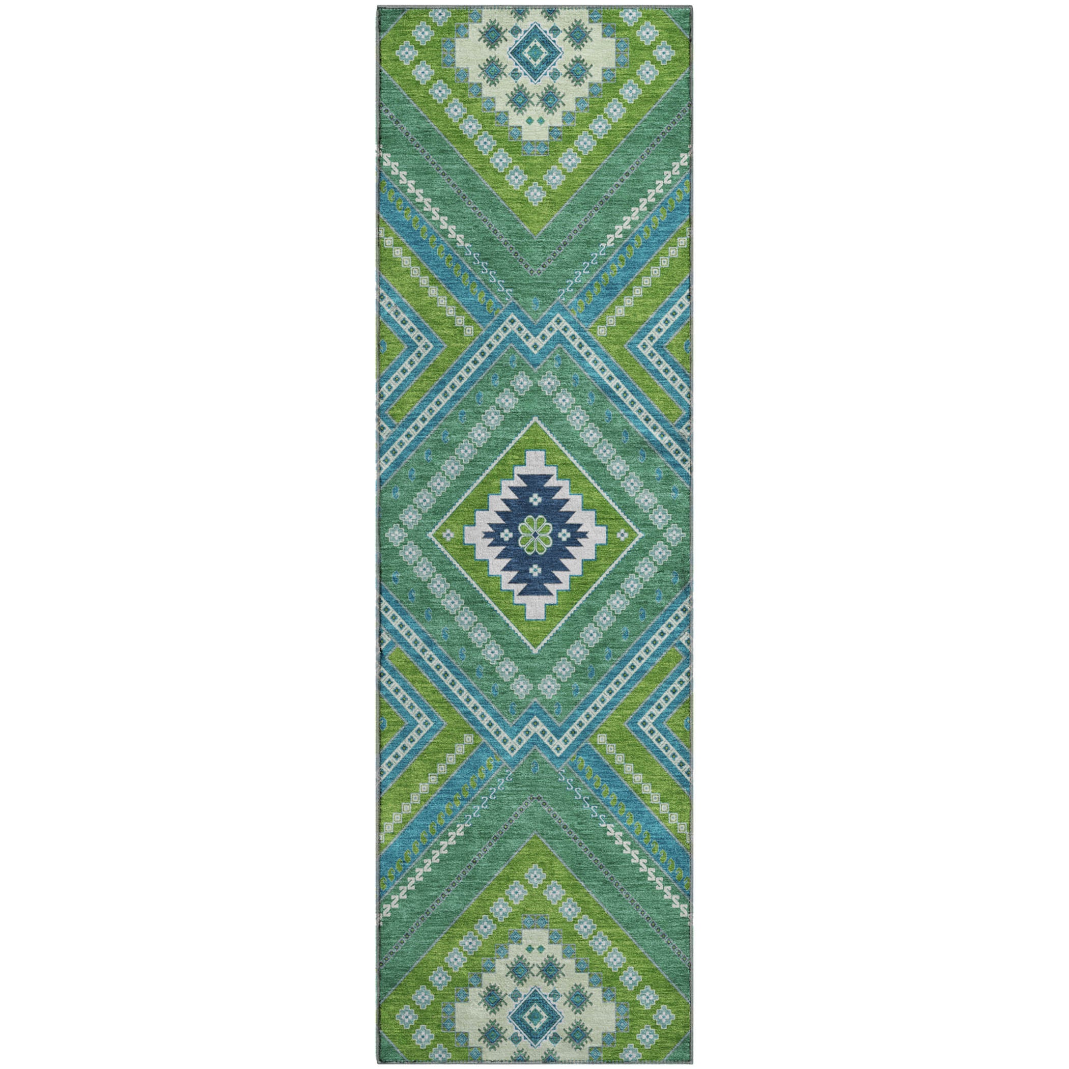 Ghent Machine Washable Transitional Lime Green Rug 2'3" x 7'6" #shape_Runner