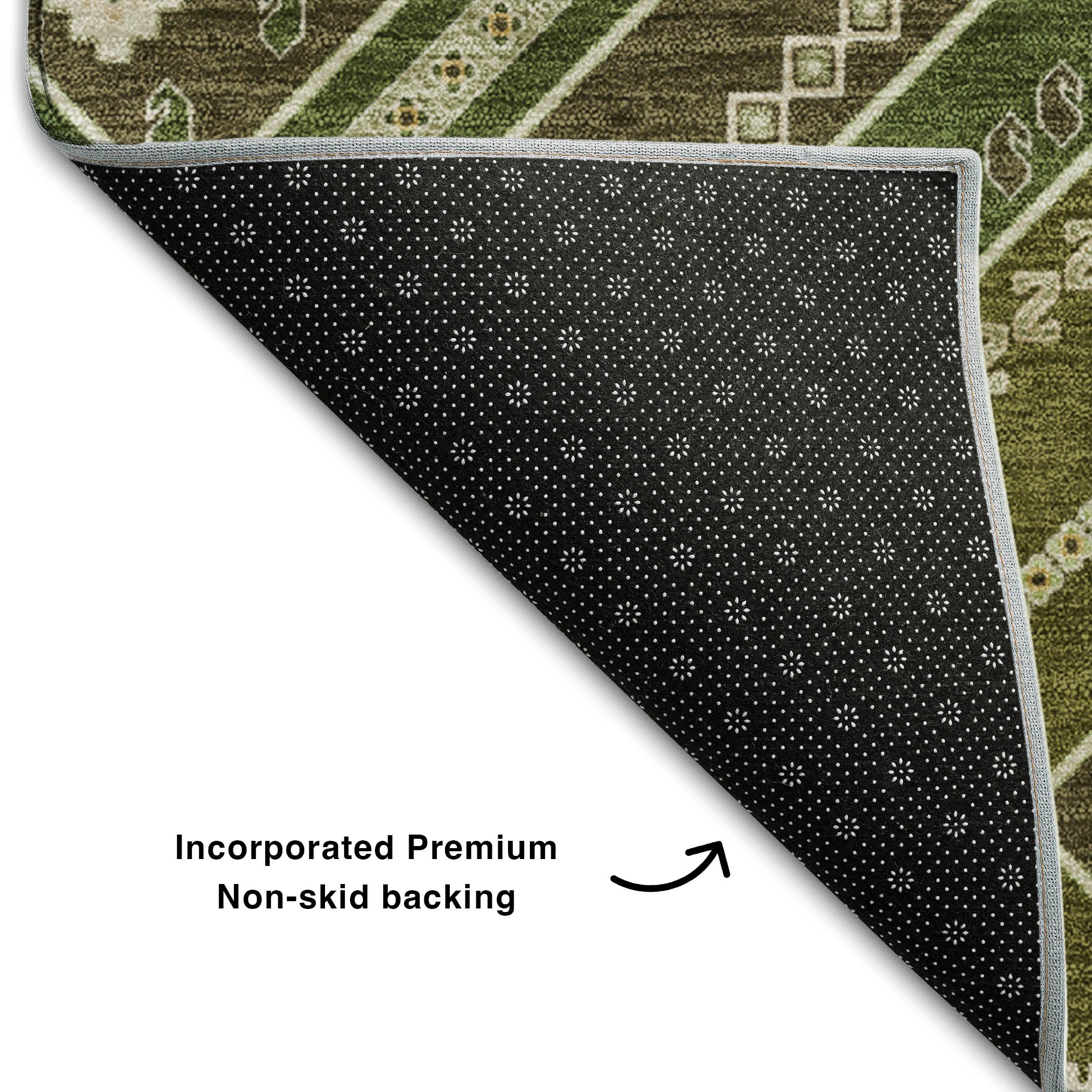Ghent Machine Washable Transitional Olive Green Rug 1'8" x 2'6" #shape_Rectangle