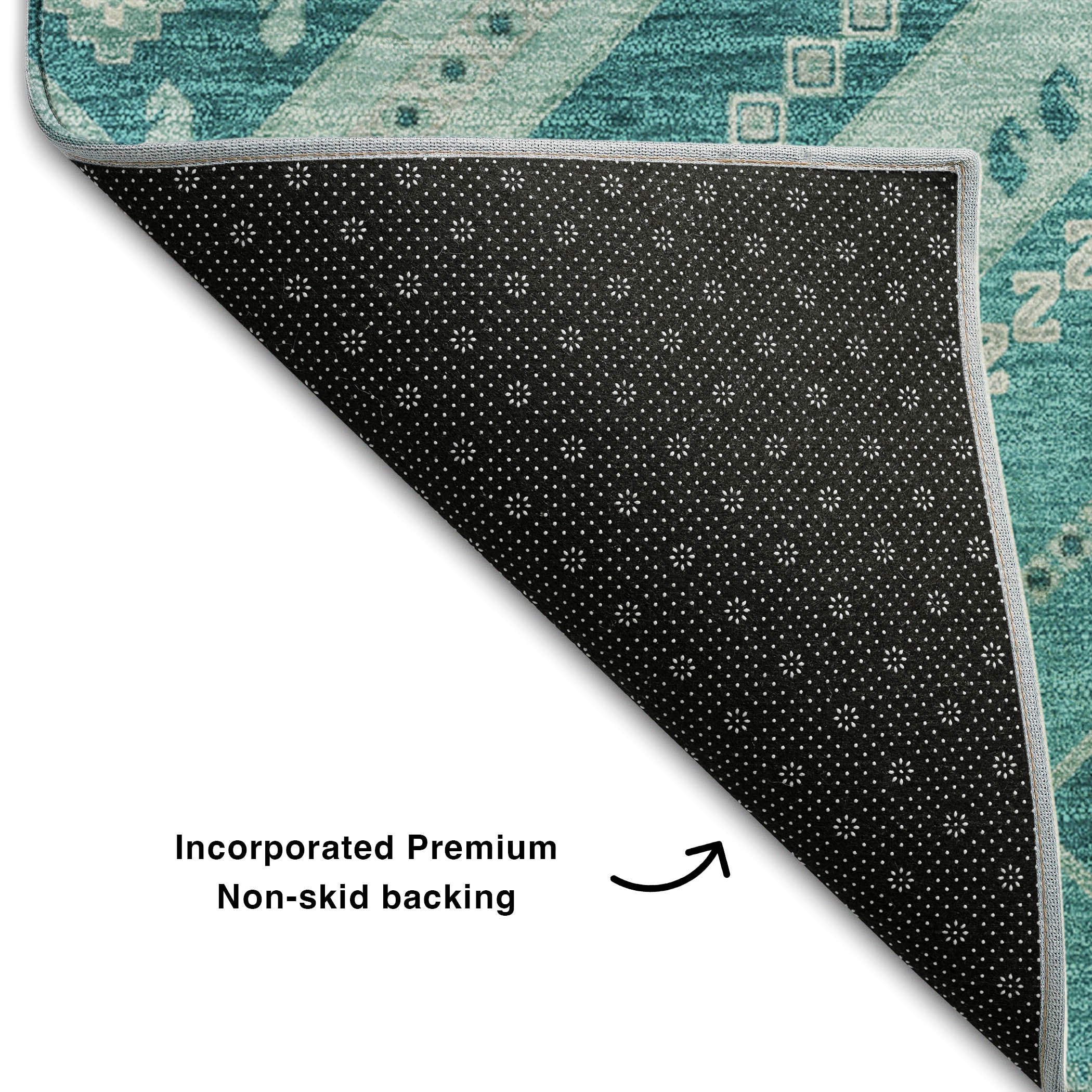 Ghent Machine Washable Transitional Teal Rug 1'8" x 2'6" #shape_Rectangle