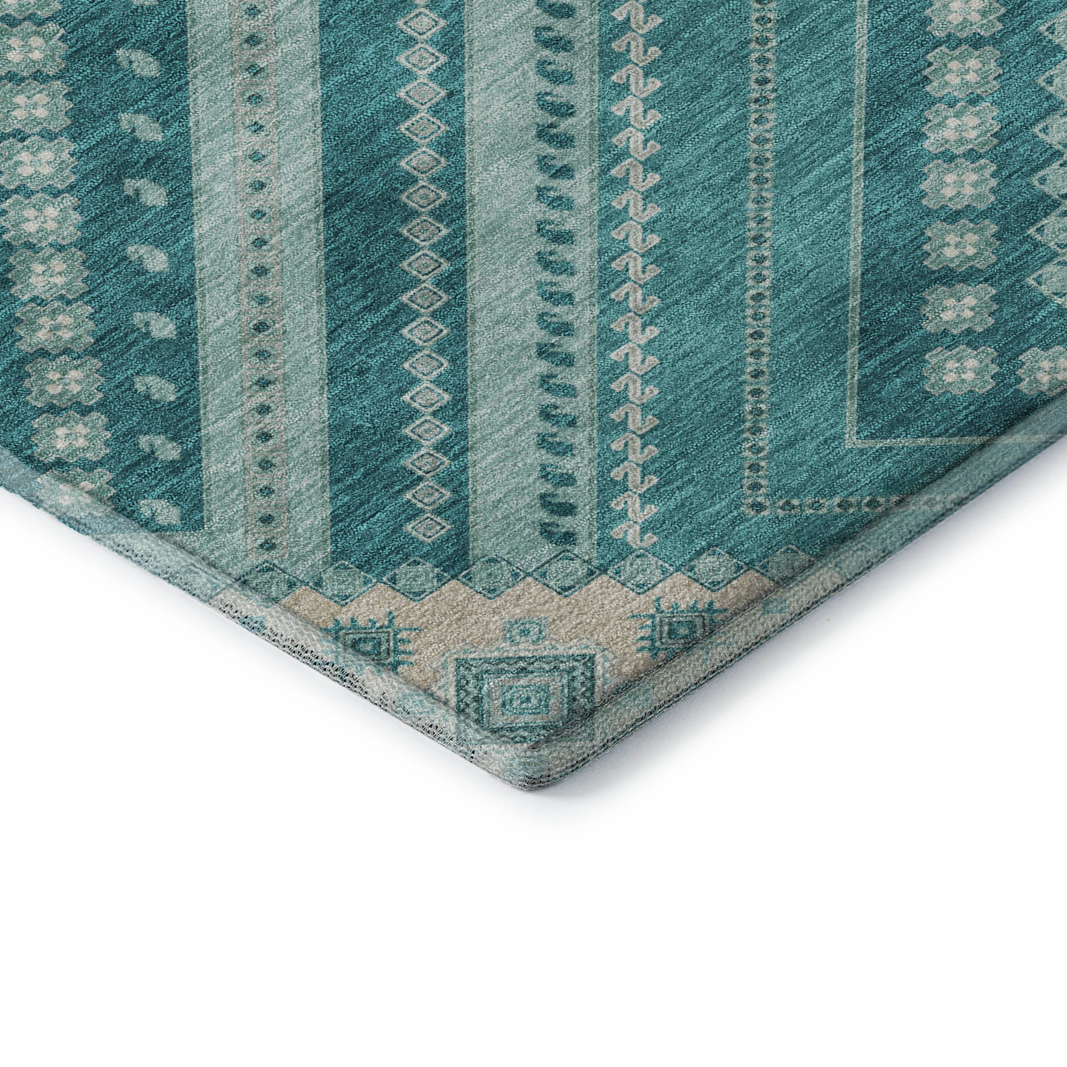 Ghent Machine Washable Transitional Teal Rug 1'8" x 2'6" #shape_Rectangle