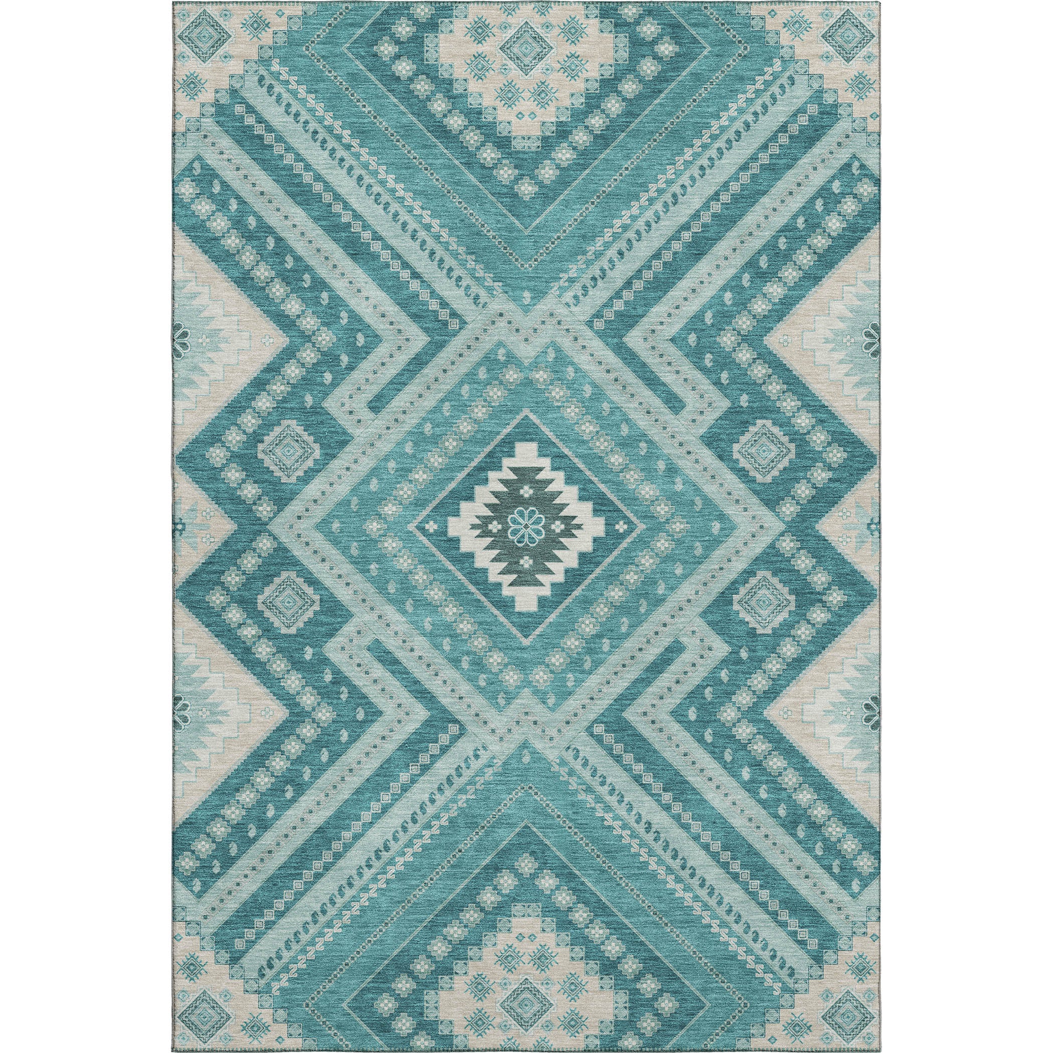 Ghent Machine Washable Transitional Teal Rug 2'6" x 3'10" #shape_Rectangle