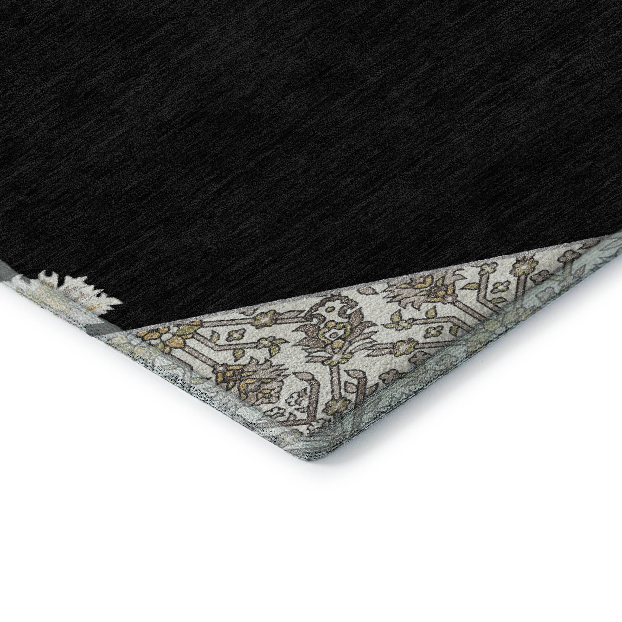 Athens Machine Washable Traditional Black Rug 1'8" x 2'6" #shape_Rectangle