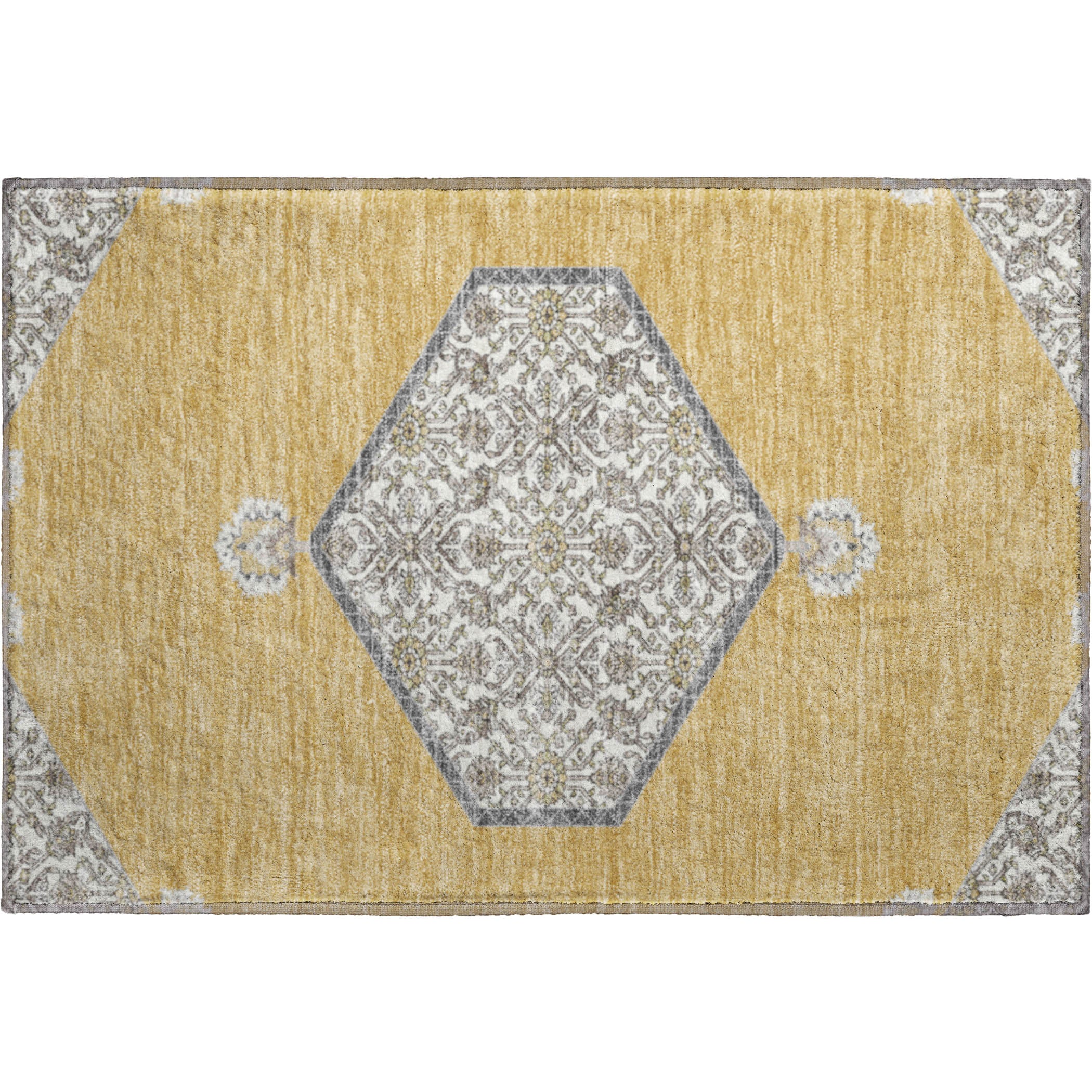 Athens Machine Washable Traditional Gold Rug 1'8" x 2'6" #shape_Rectangle