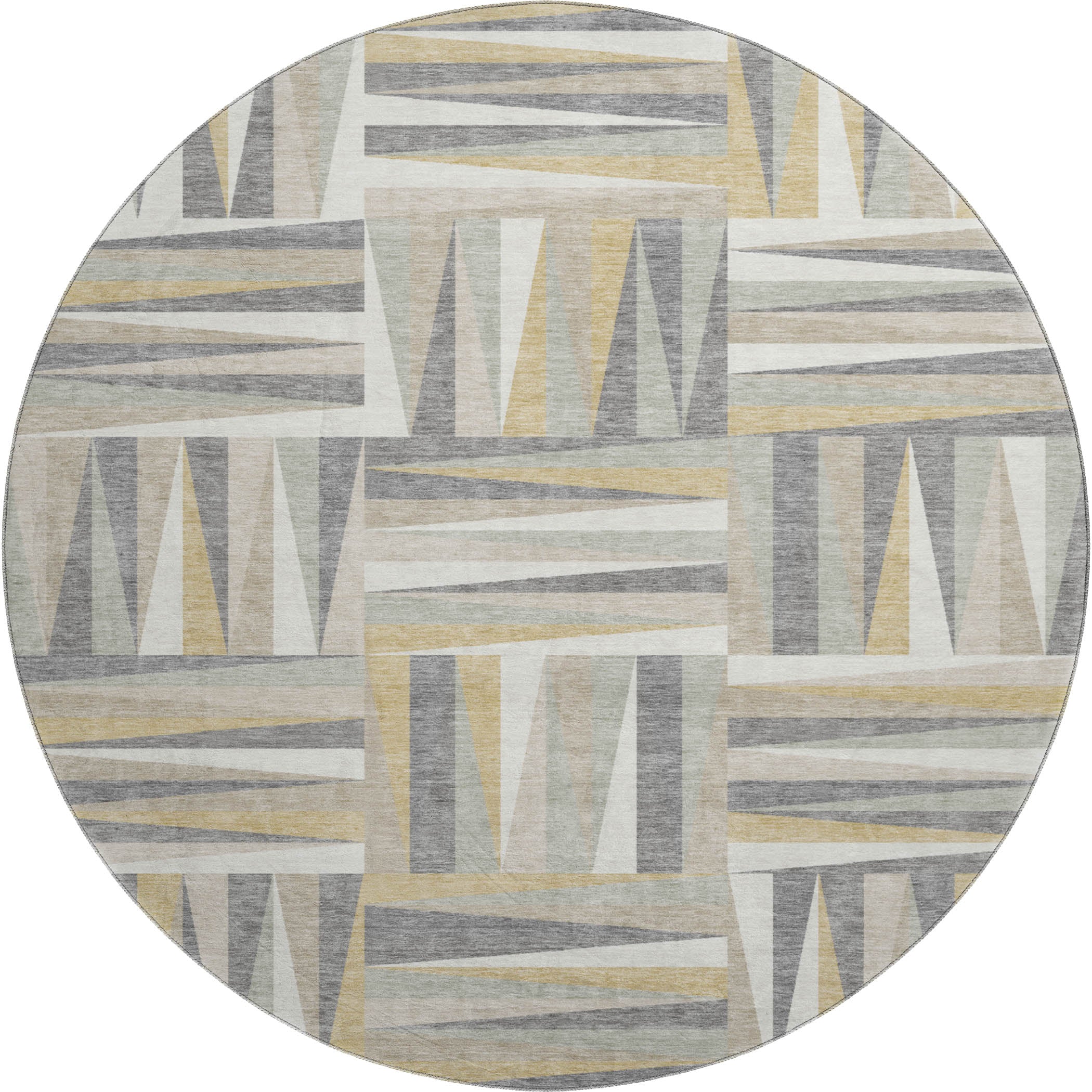 Bruges Machine Washable Transitional Beige Brown Rug 8' x 8' #shape_Round