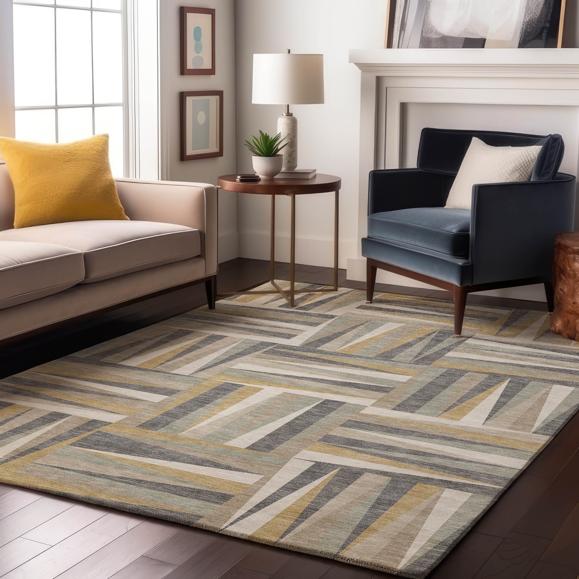 Bruges Machine Washable Transitional Beige Brown Rug 2'6" x 3'10" #shape_Rectangle