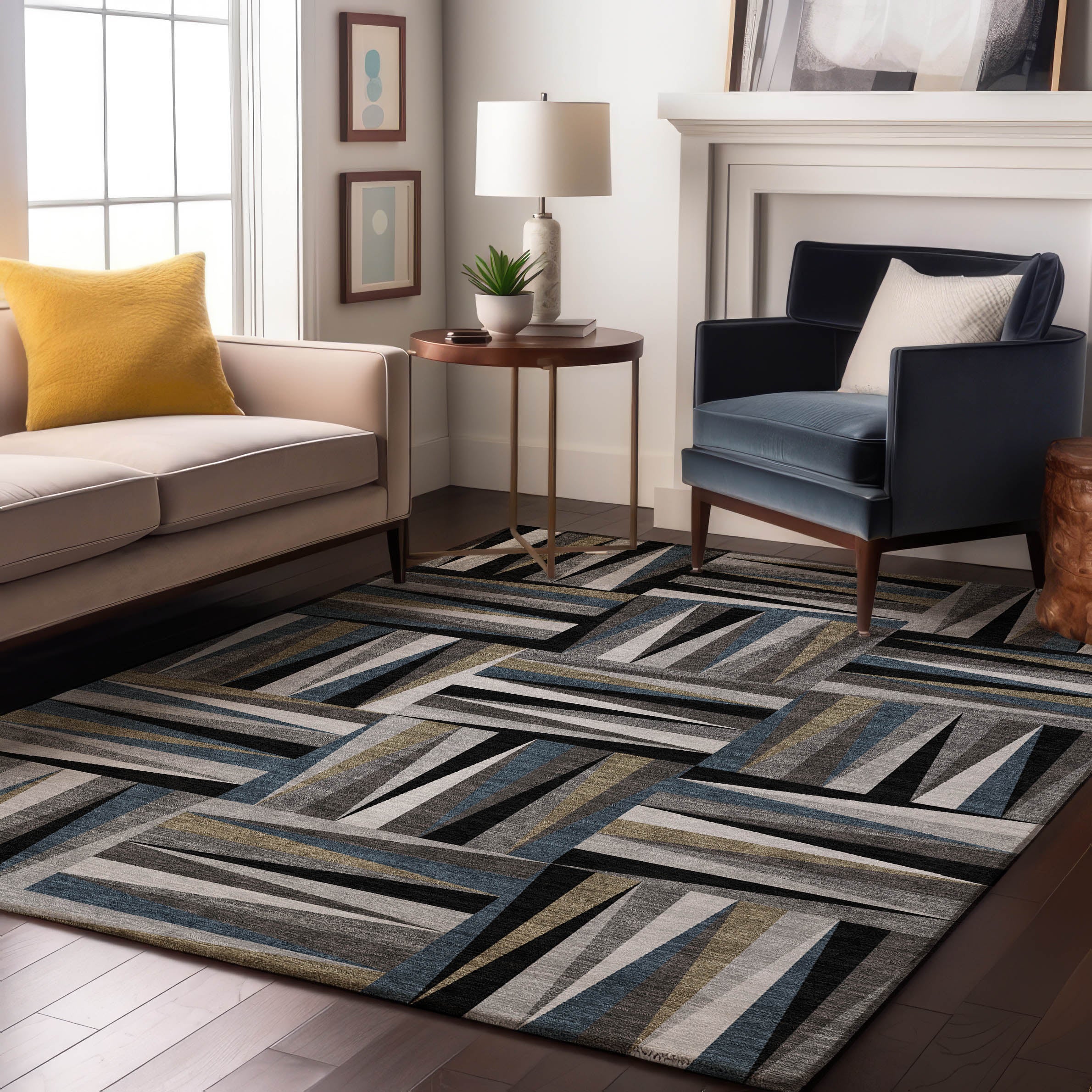 Bruges Machine Washable Transitional Black Rug 2'6" x 3'10" #shape_Rectangle