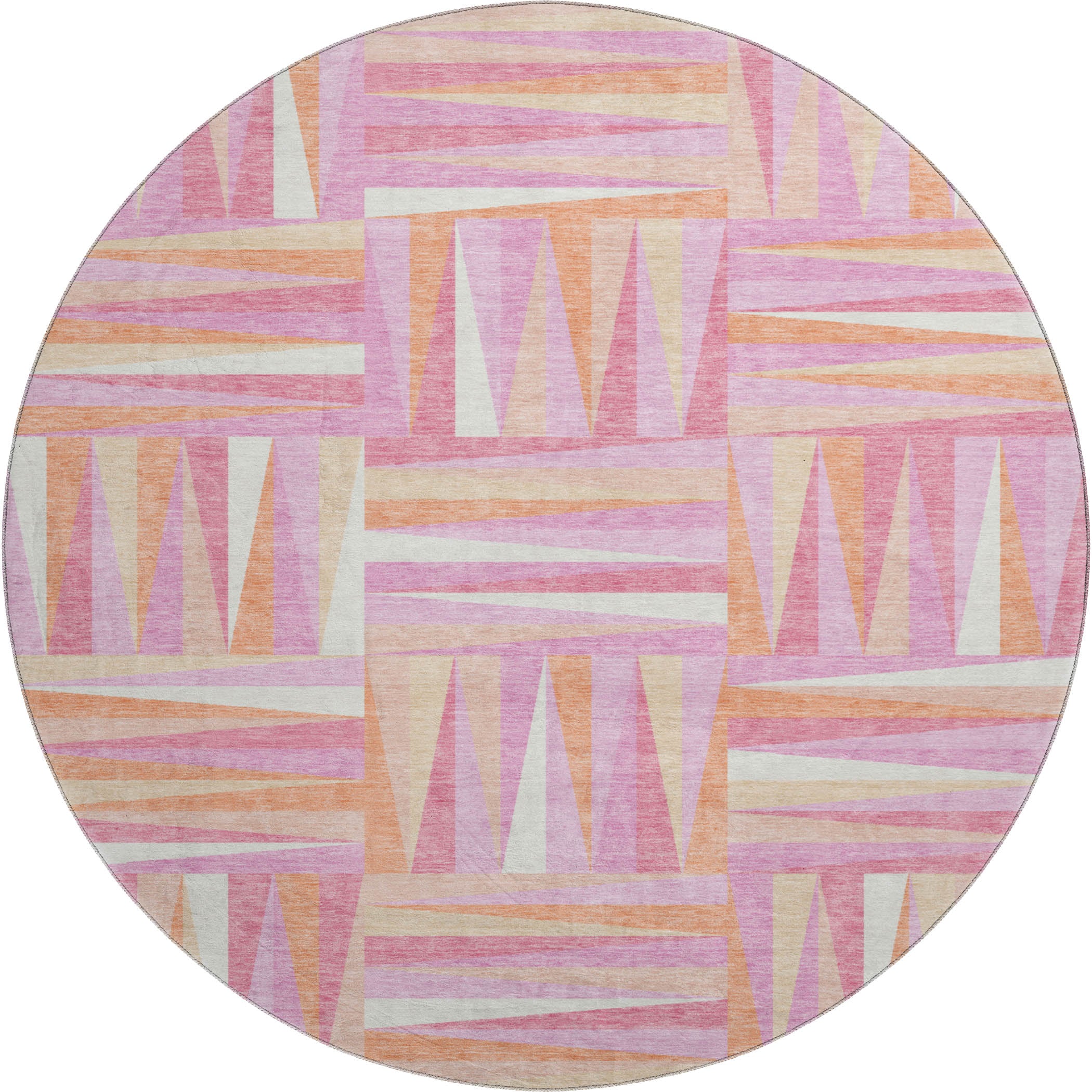 Bruges Machine Washable Transitional Blush Pink Rug 8' x 8' #shape_Round