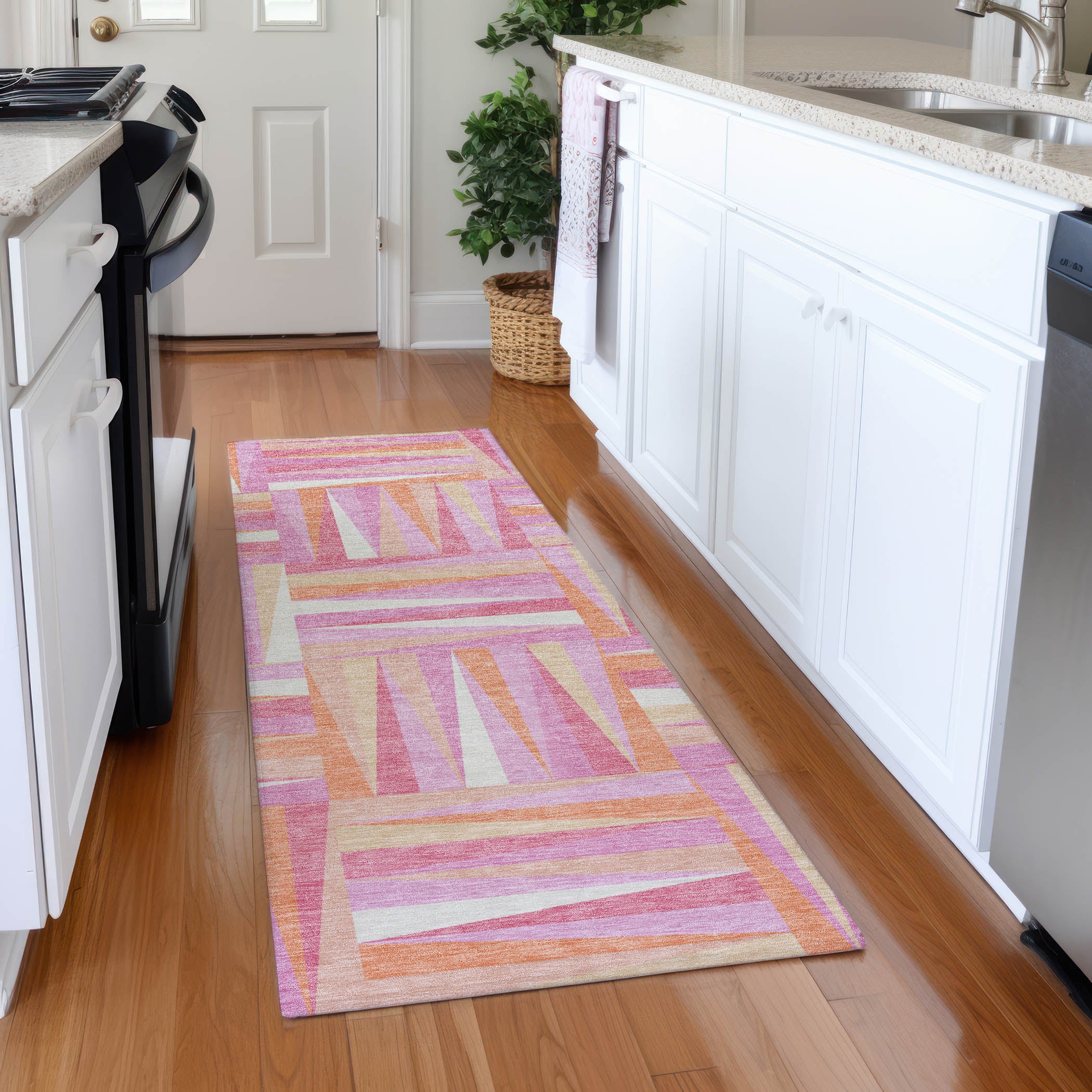 Bruges Machine Washable Transitional Blush Pink Rug 2'3" x 7'6" #shape_Runner