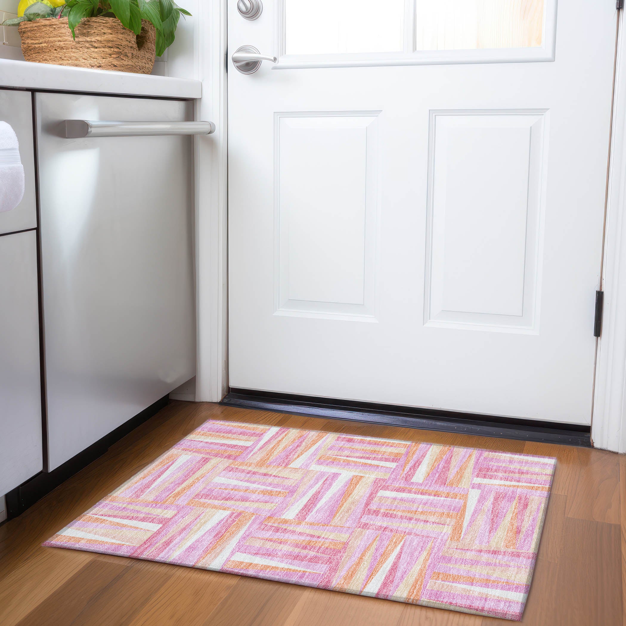 Bruges Machine Washable Transitional Blush Pink Rug 1'8" x 2'6" #shape_Rectangle