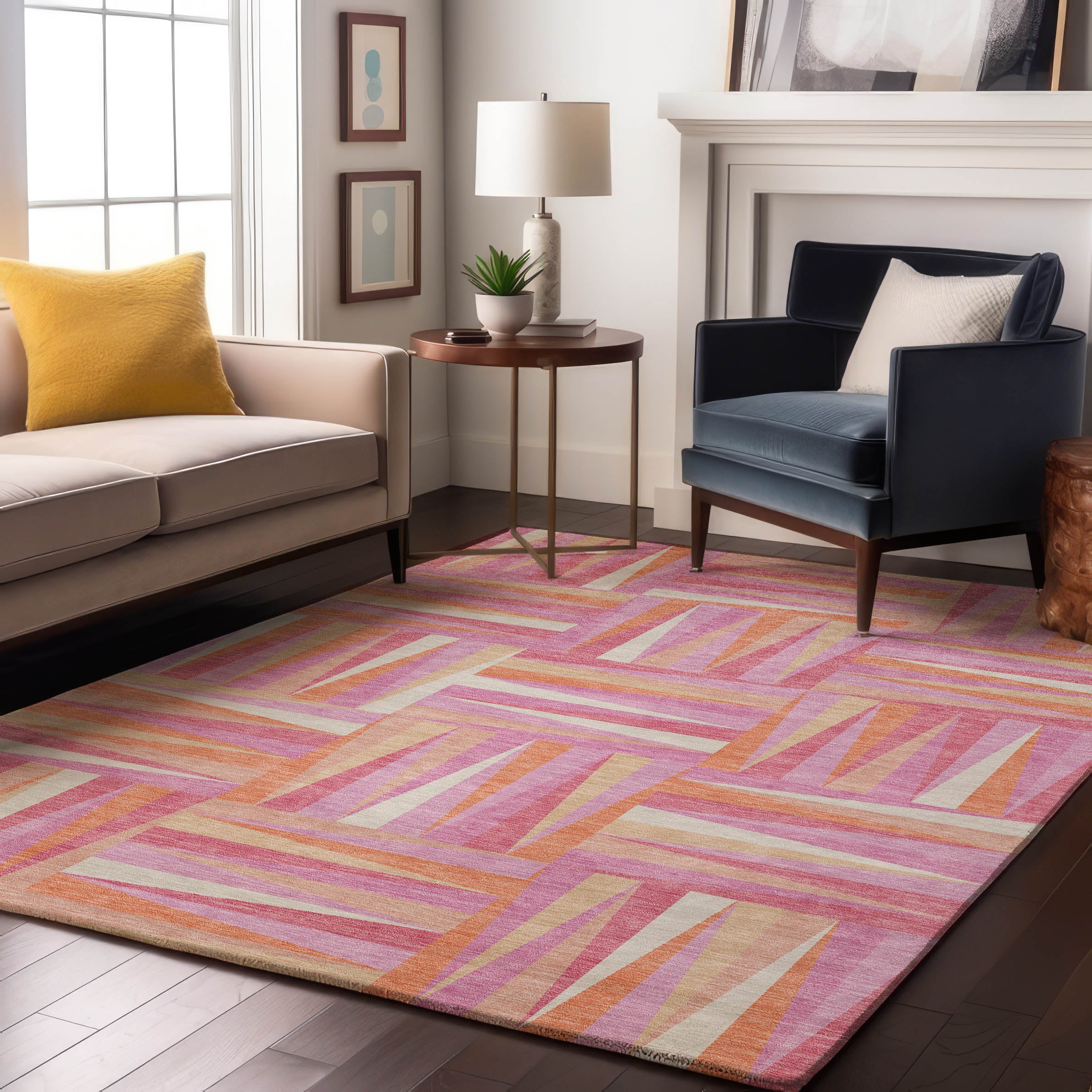 Bruges Machine Washable Transitional Blush Pink Rug 2'6" x 3'10" #shape_Rectangle