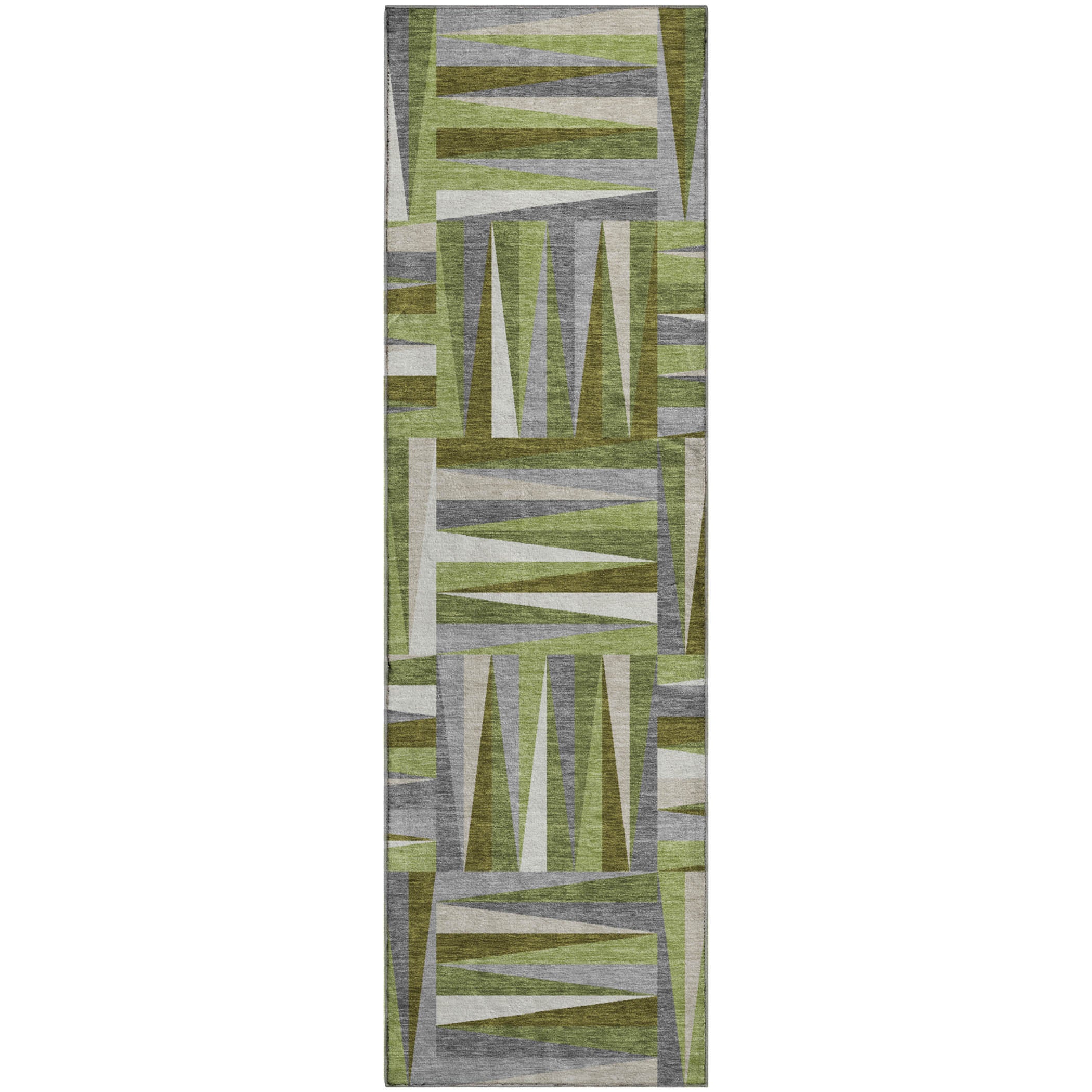 Bruges Machine Washable Transitional Green Rug 2'3" x 7'6" #shape_Runner