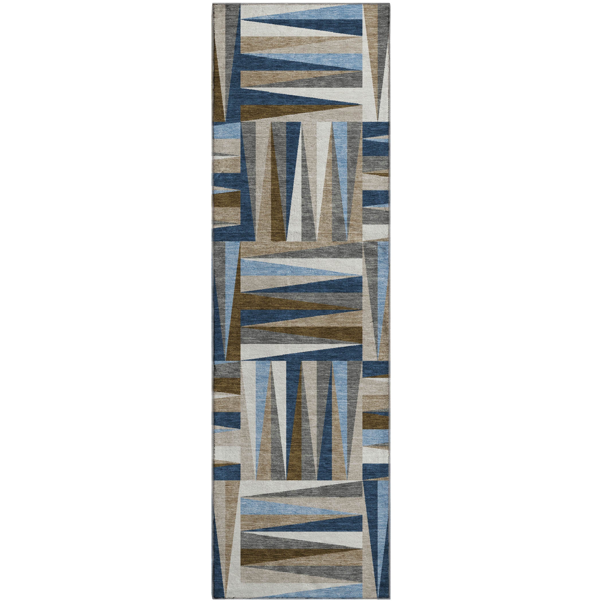 Bruges Machine Washable Transitional Navy Blue Rug 2'3" x 7'6" #shape_Runner