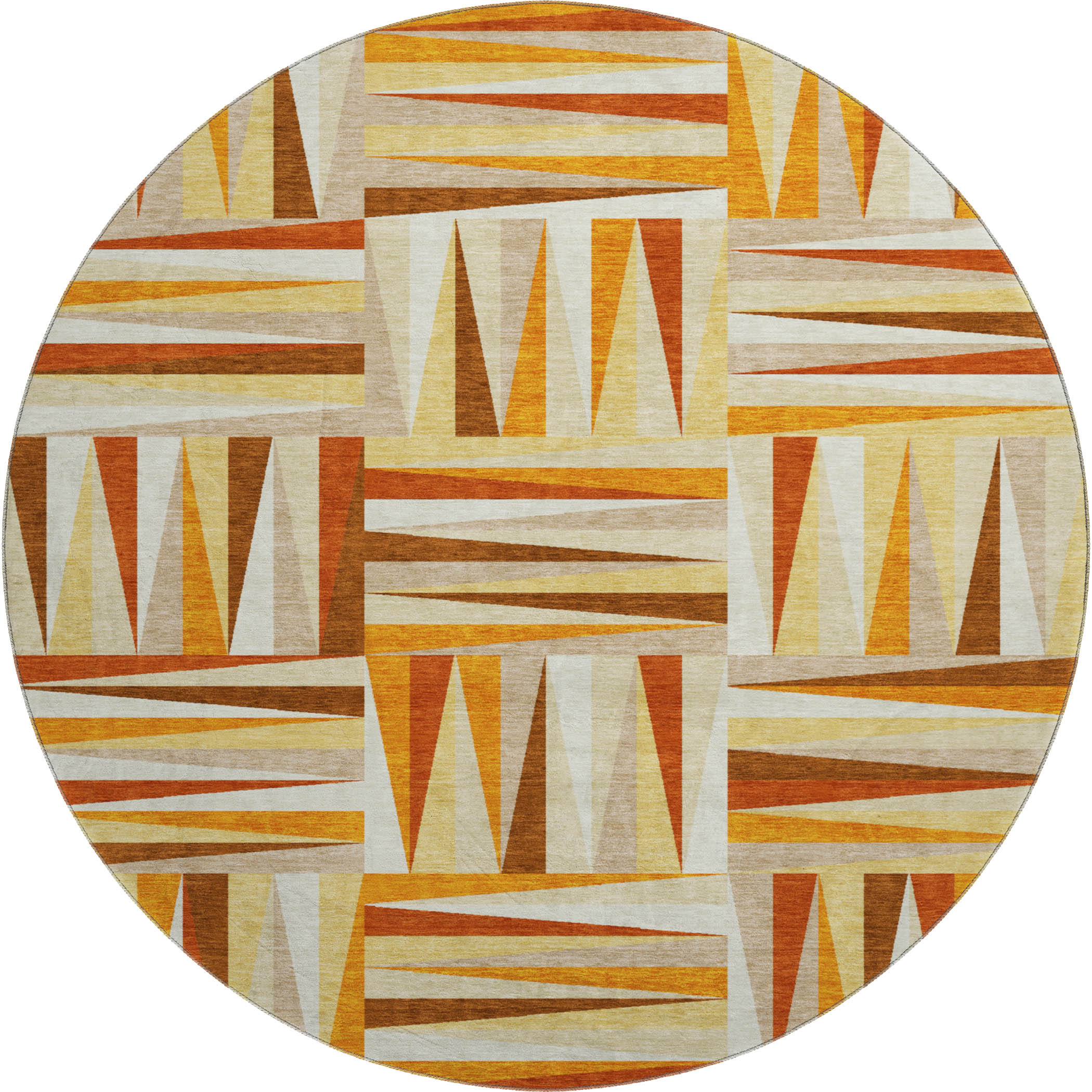 Bruges Machine Washable Transitional Orange Rug 8' x 8' #shape_Round