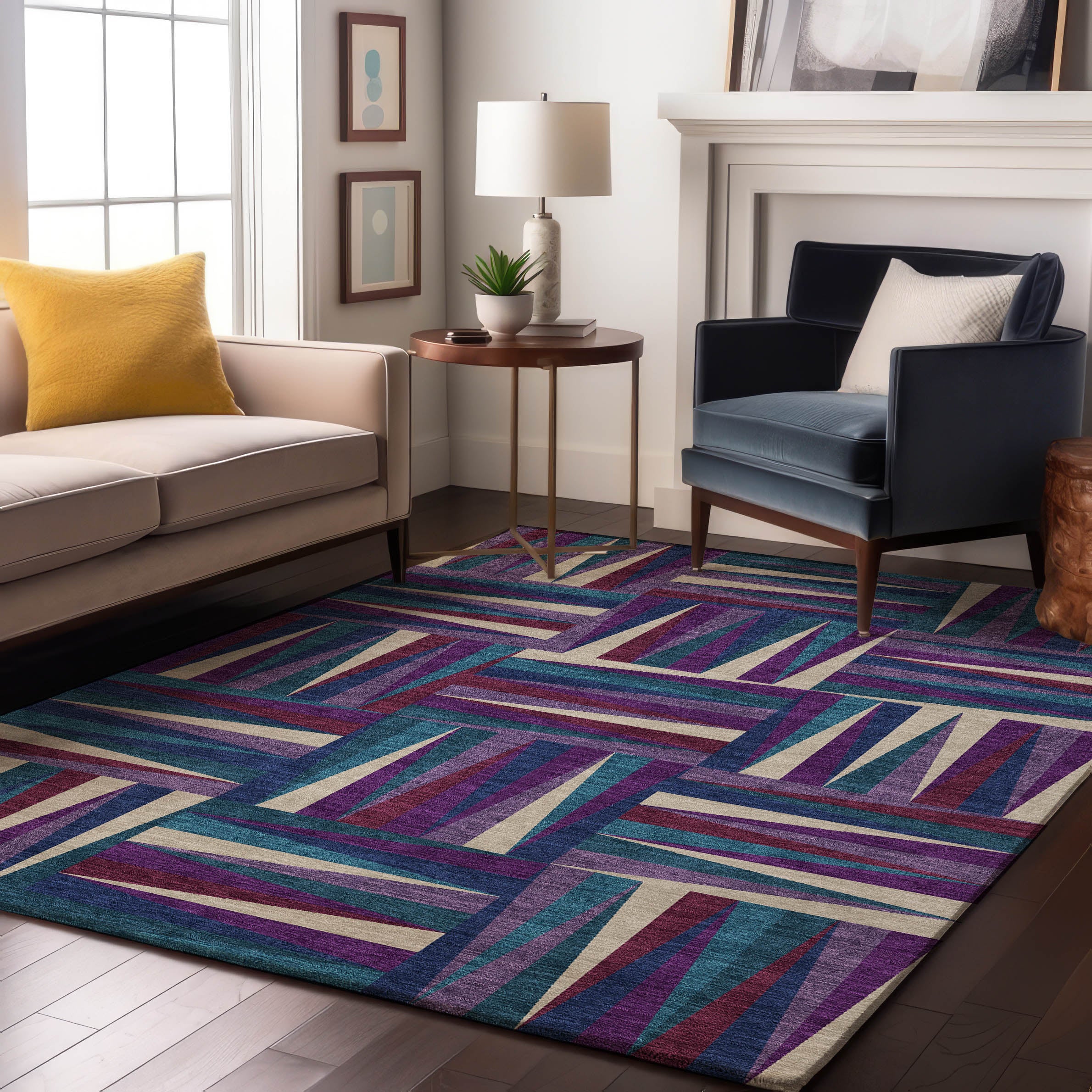 Bruges Machine Washable Transitional Purple Rug 2'6" x 3'10" #shape_Rectangle