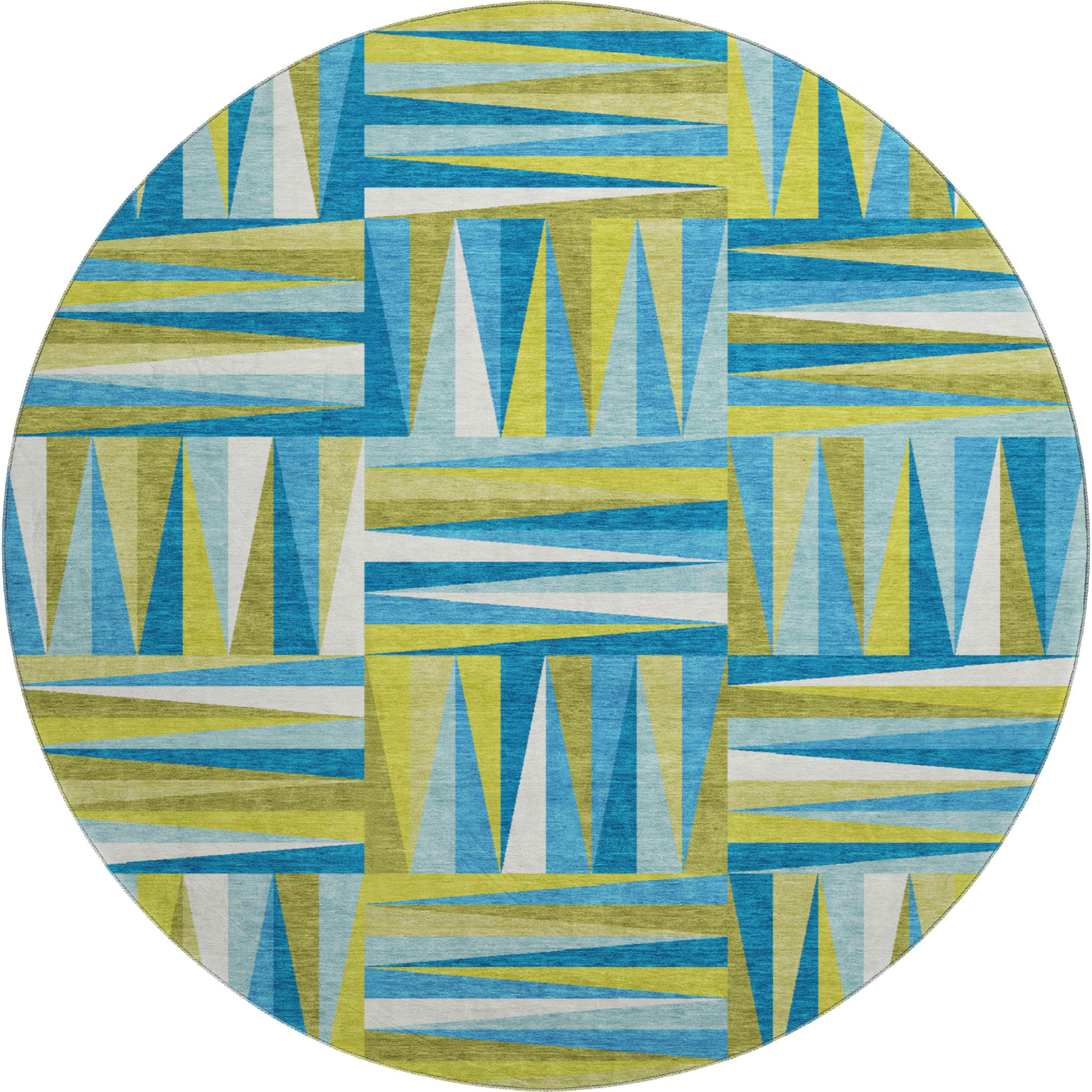 Bruges Machine Washable Transitional Teal Rug 8' x 8' #shape_Round