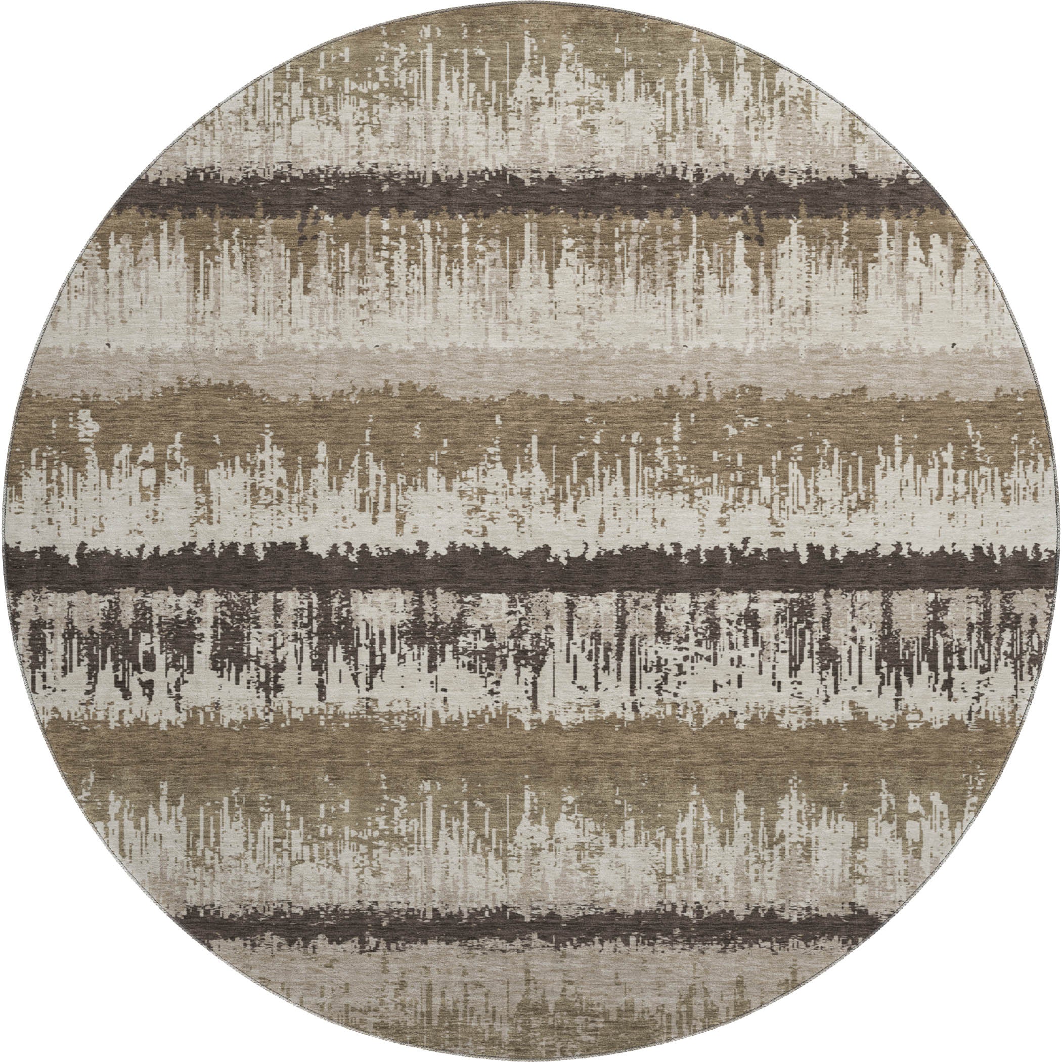 Marrakech Machine Washable Transitional Brown Rug 8' x 8' #shape_Round