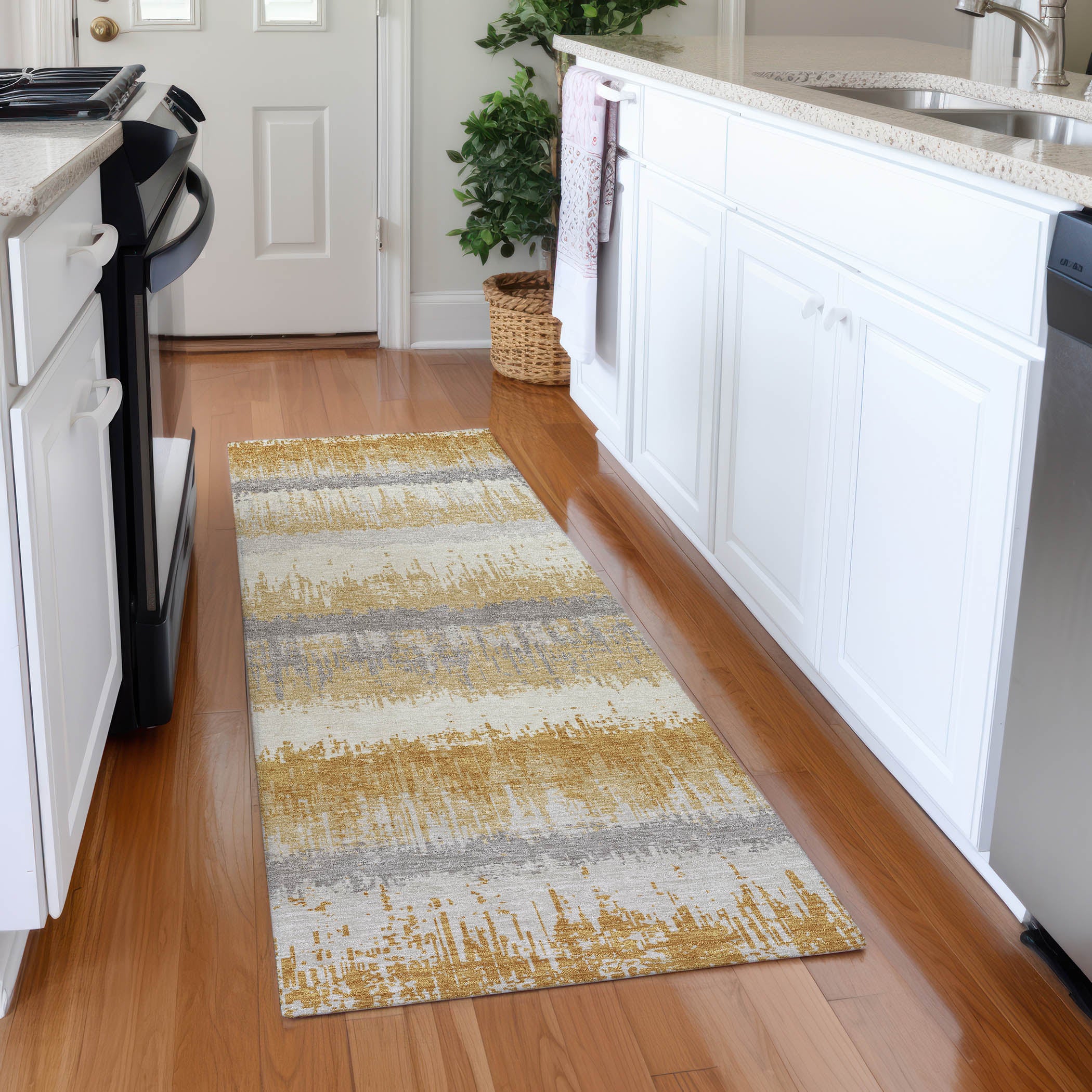 Marrakech Machine Washable Transitional Gold Rug 2'3" x 7'6" #shape_Runner