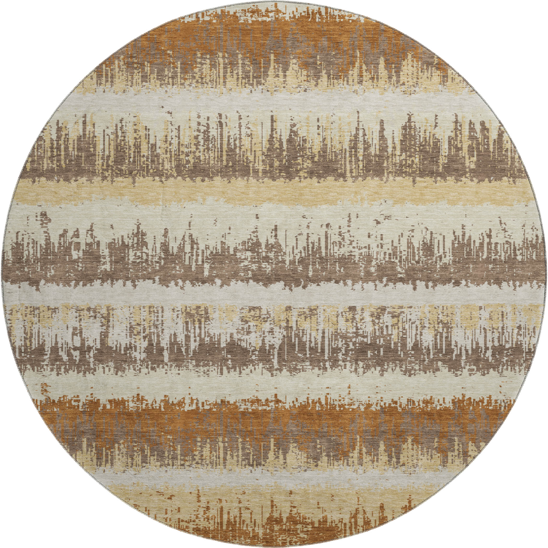 Marrakech Machine Washable Transitional Mocha Brown Rug 8' x 8' #shape_Round