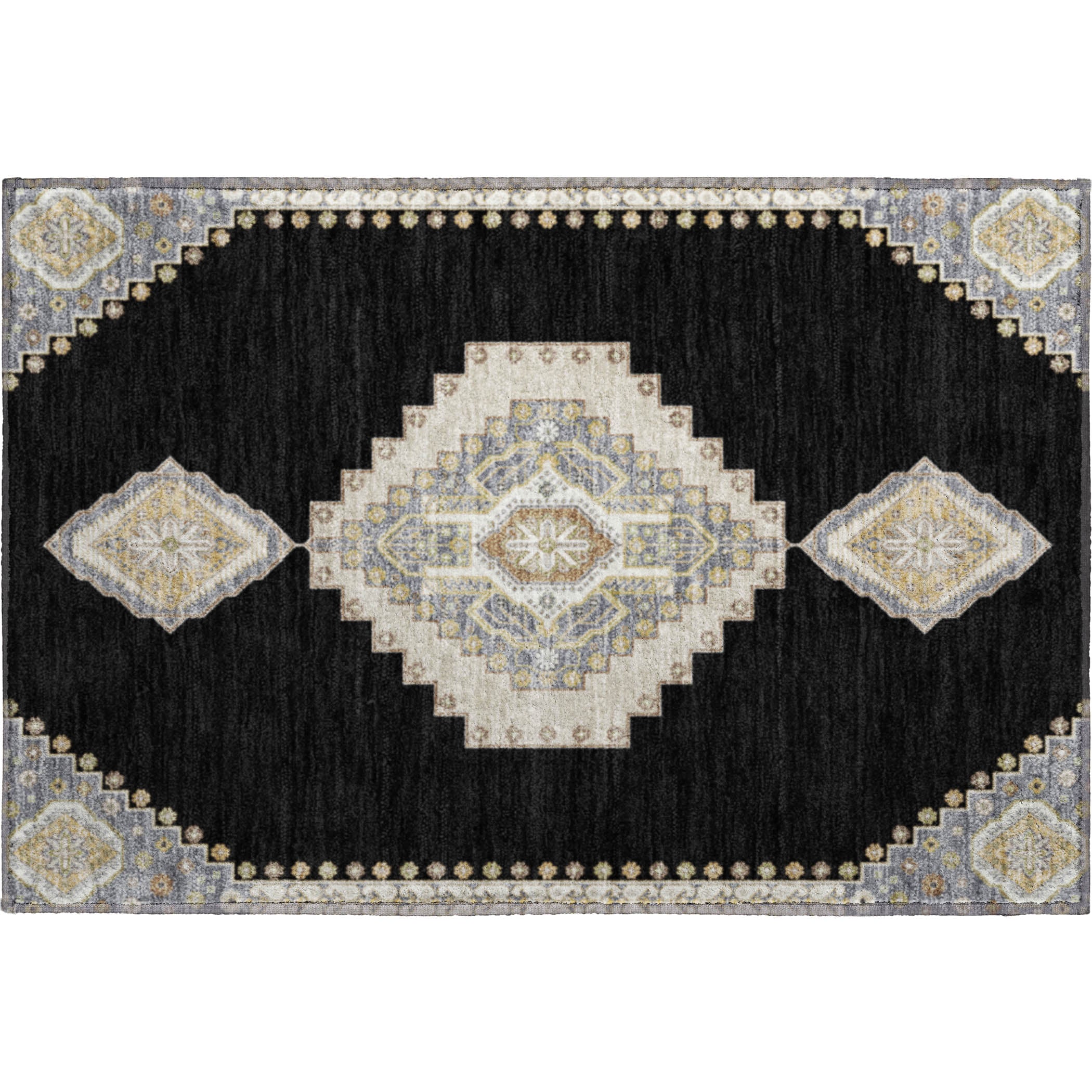 Jaipur Machine Washable Traditional Black Rug 1'8" x 2'6" #shape_Rectangle