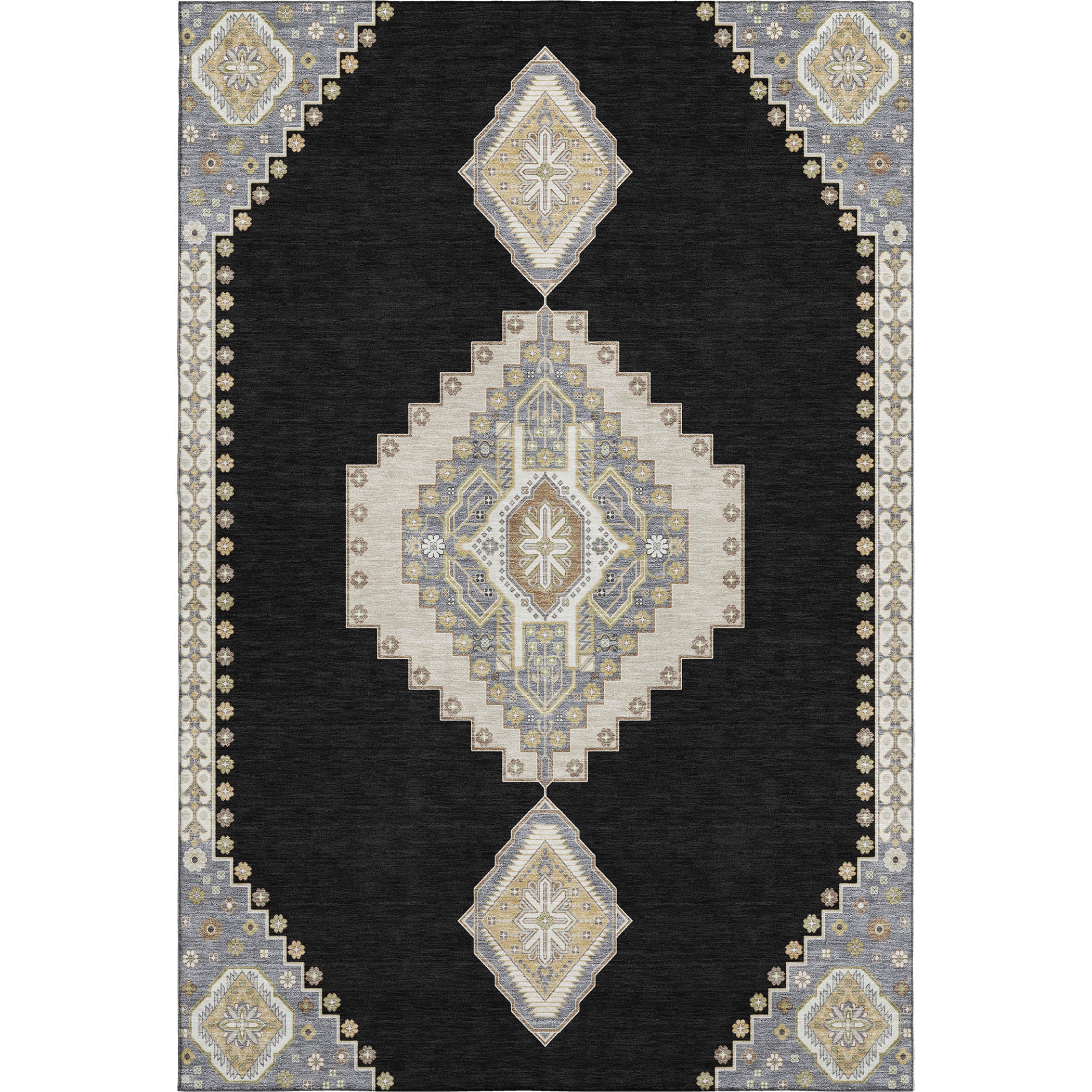 Jaipur Machine Washable Traditional Black Rug 2'6" x 3'10" #shape_Rectangle