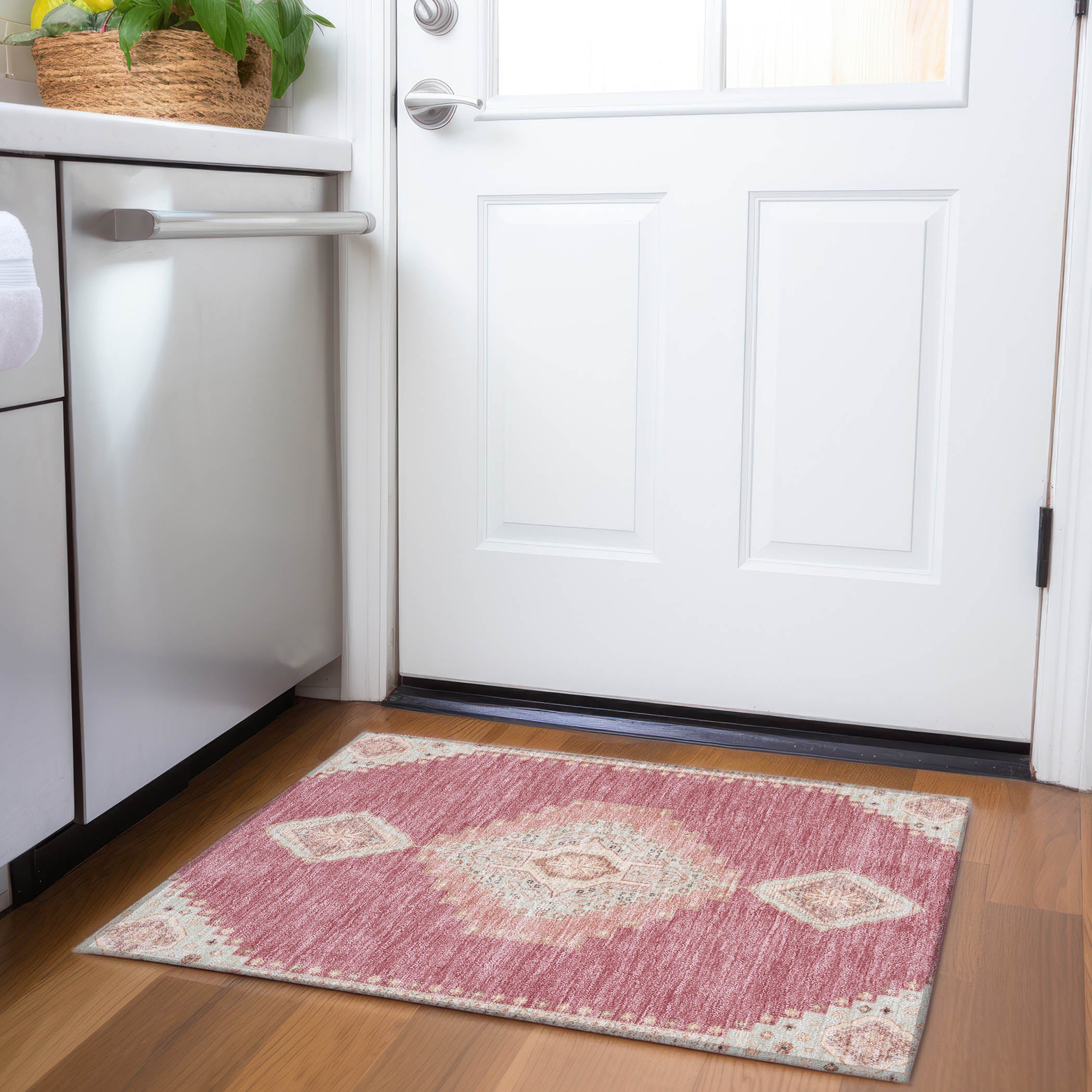 Jaipur Machine Washable Traditional Blush Pink Rug 1'8" x 2'6" #shape_Rectangle