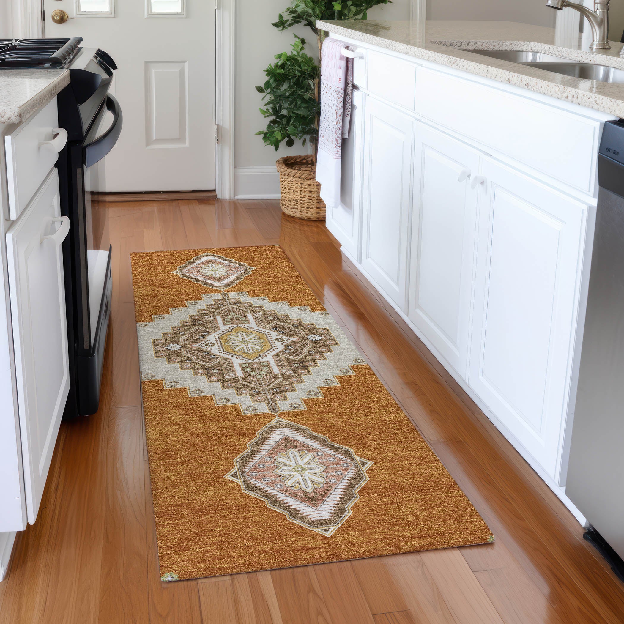 Jaipur Machine Washable Traditional Copper Orange Rug 2'3" x 7'6" #shape_Runner
