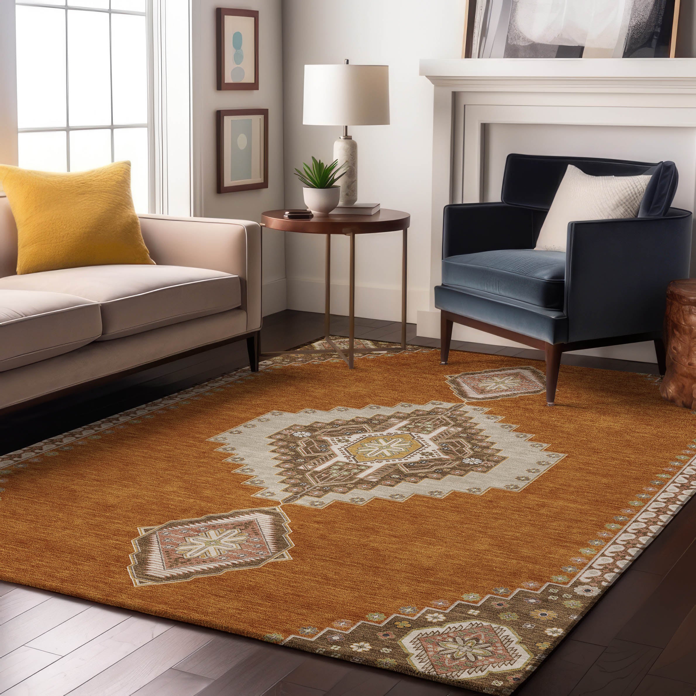 Jaipur Machine Washable Traditional Copper Orange Rug 2'6" x 3'10" #shape_Rectangle