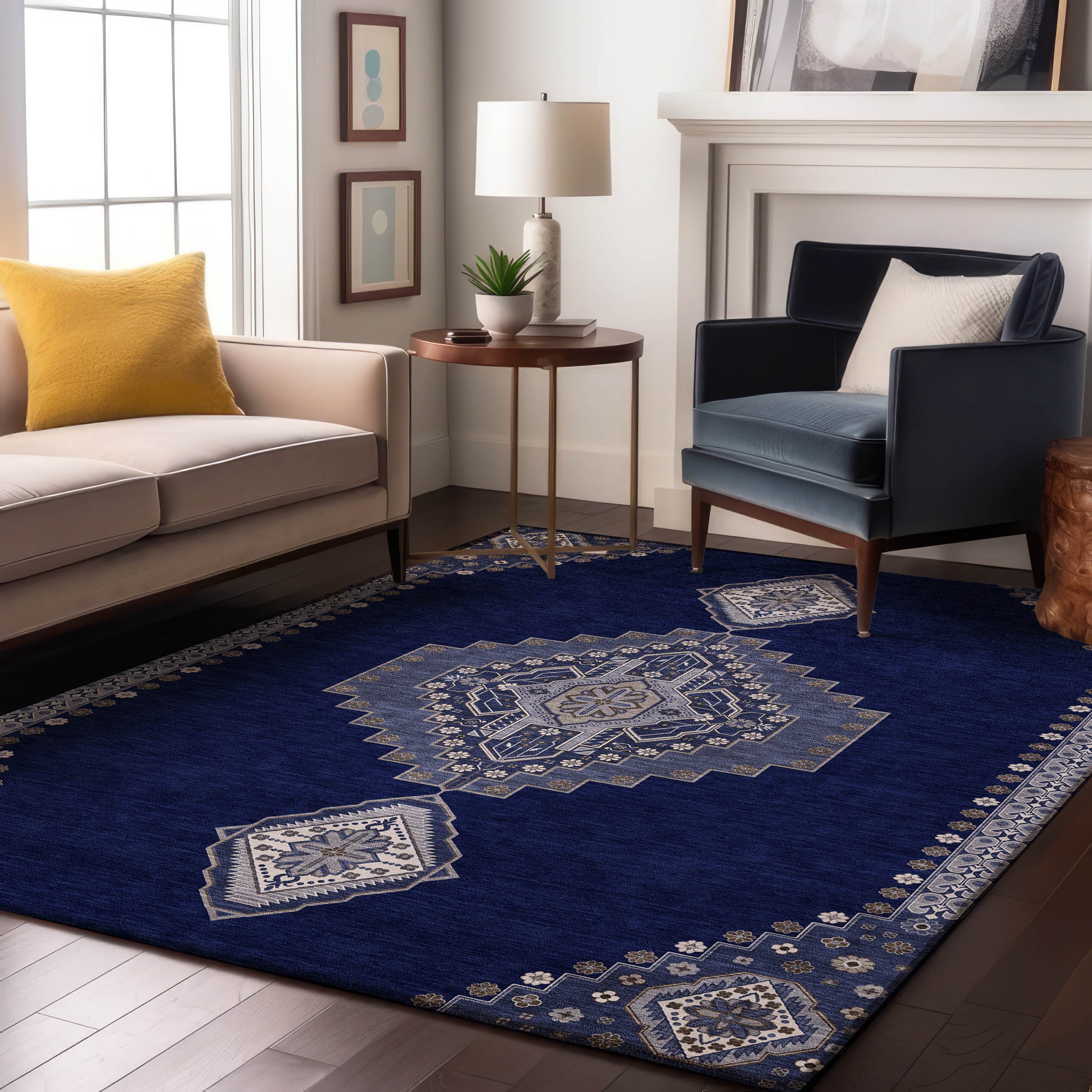 Jaipur Machine Washable Traditional Navy Blue Rug 2'6" x 3'10" #shape_Rectangle