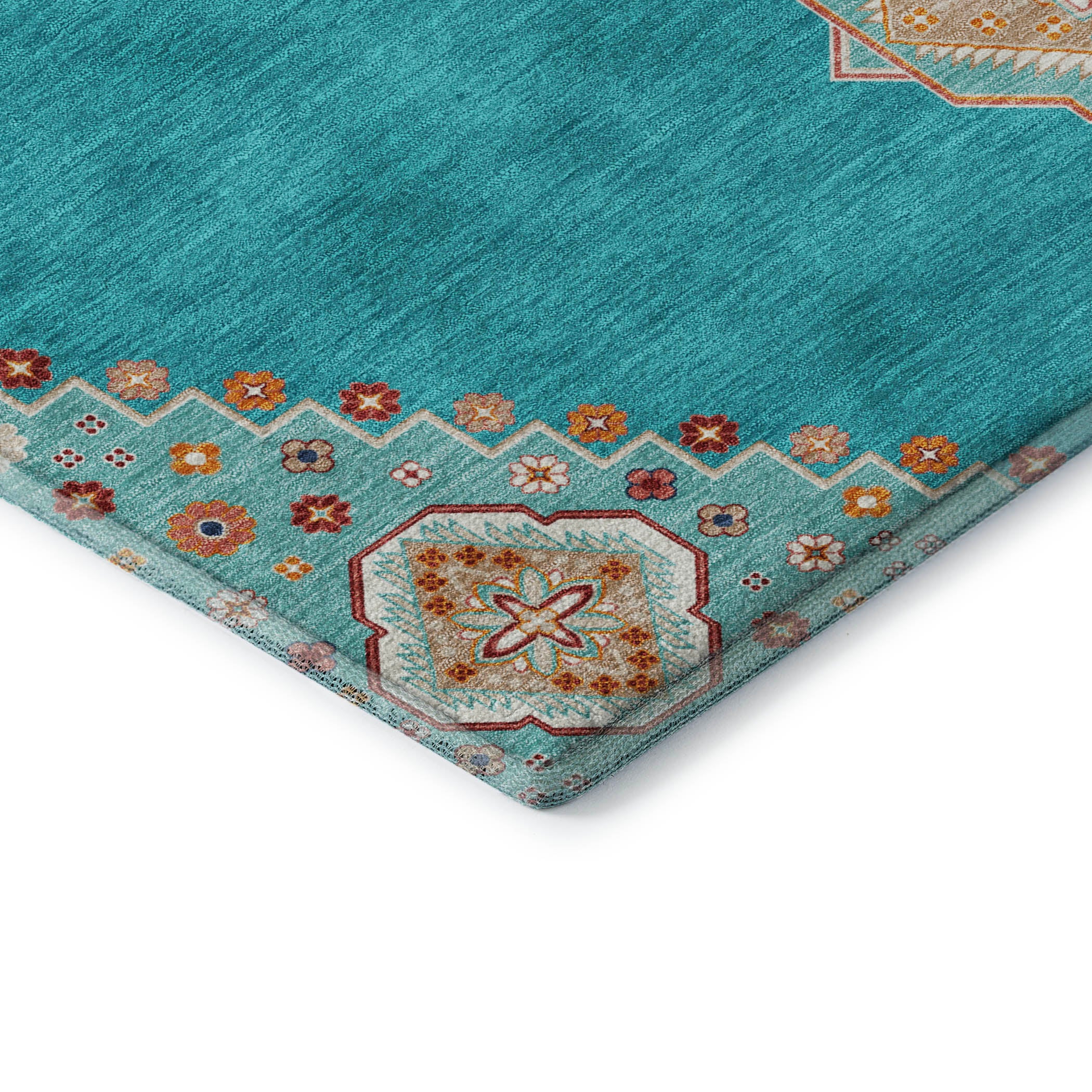 Jaipur Machine Washable Traditional Teal Rug 1'8" x 2'6" #shape_Rectangle