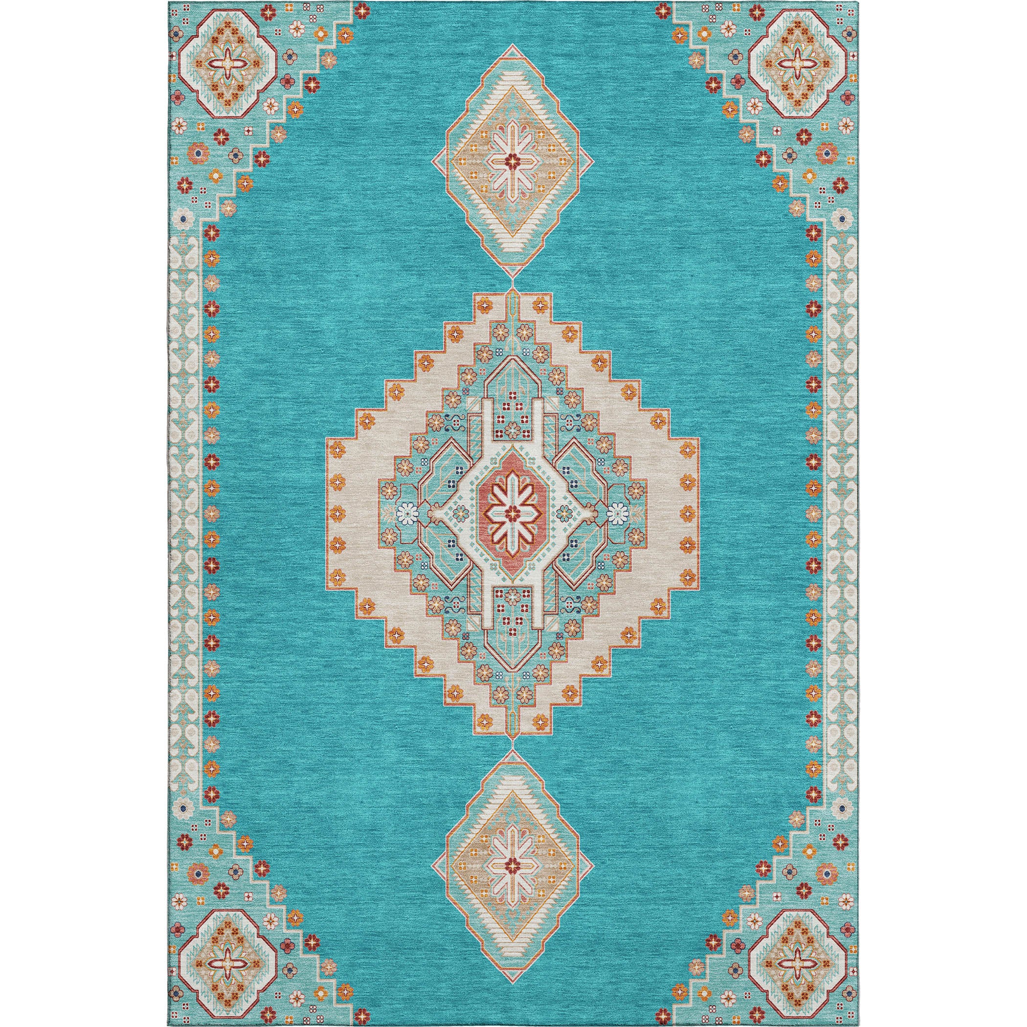 Jaipur Machine Washable Traditional Teal Rug 2'6" x 3'10" #shape_Rectangle