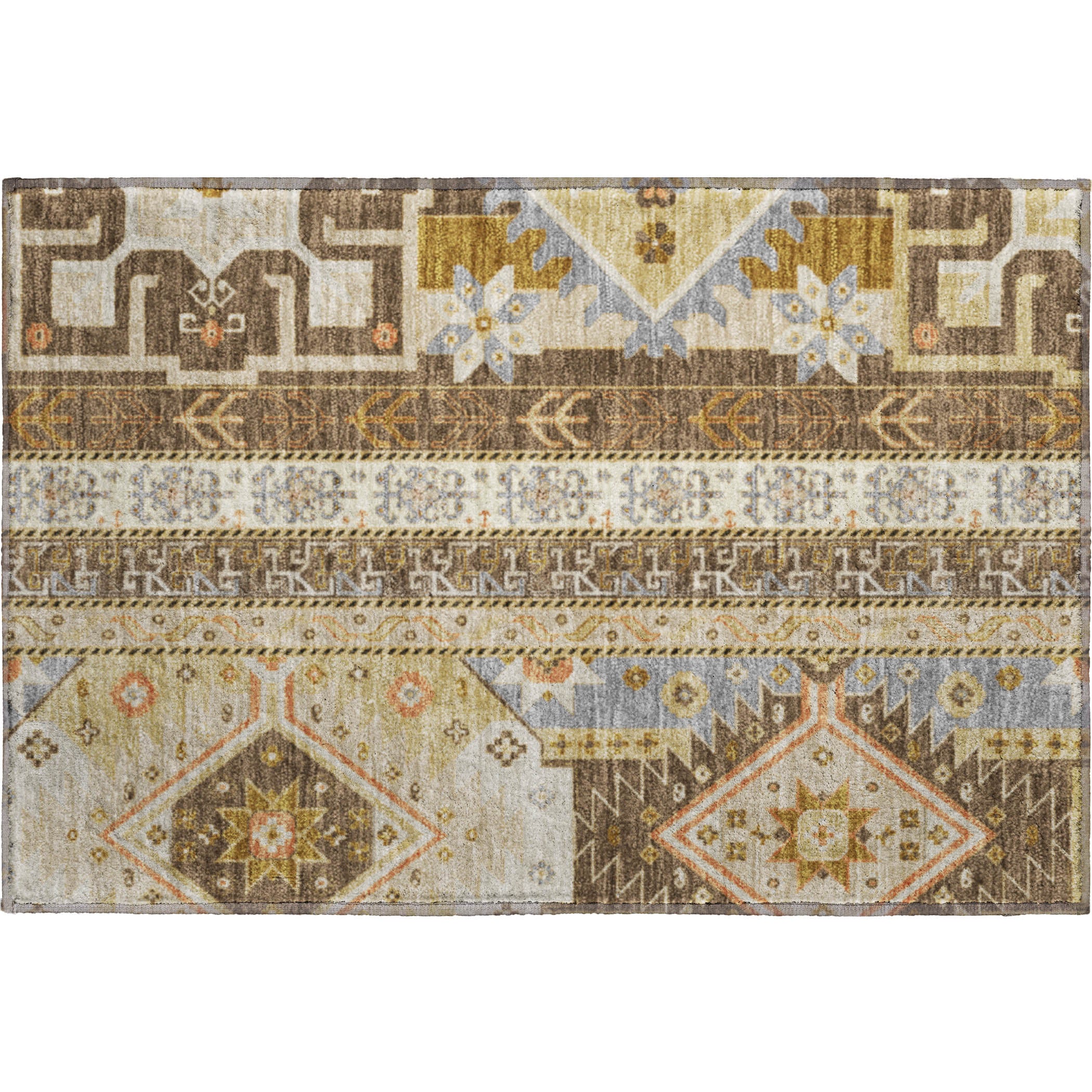 Chiang Mai Machine Washable Transitional Brown Rug 1'8" x 2'6" #shape_Rectangle