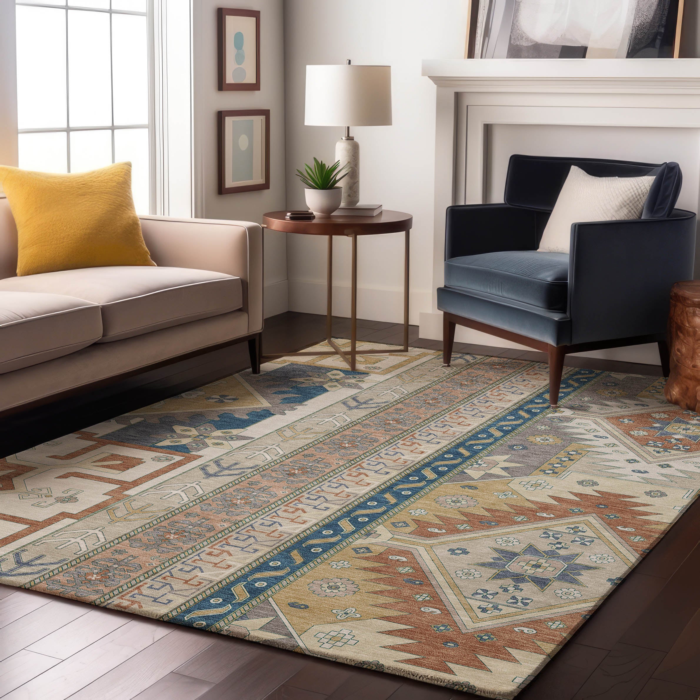 Chiang Mai Machine Washable Transitional Ivory Rug 2'6" x 3'10" #shape_Rectangle