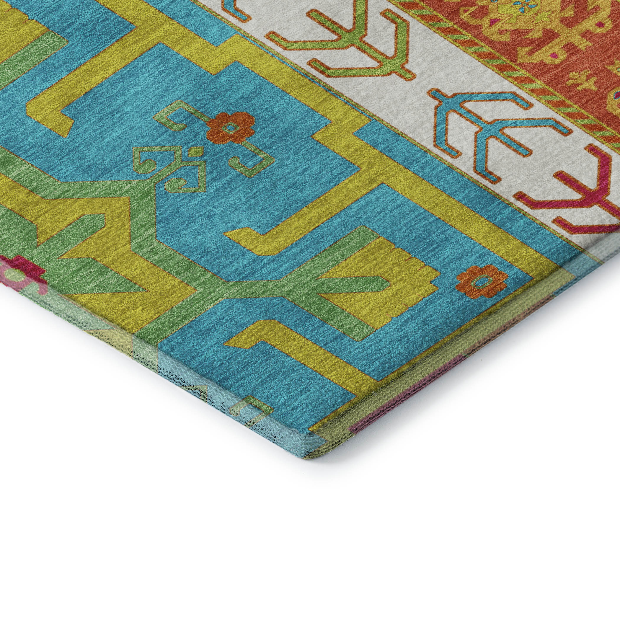 Chiang Mai Machine Washable Transitional Teal Rug 1'8" x 2'6" #shape_Rectangle