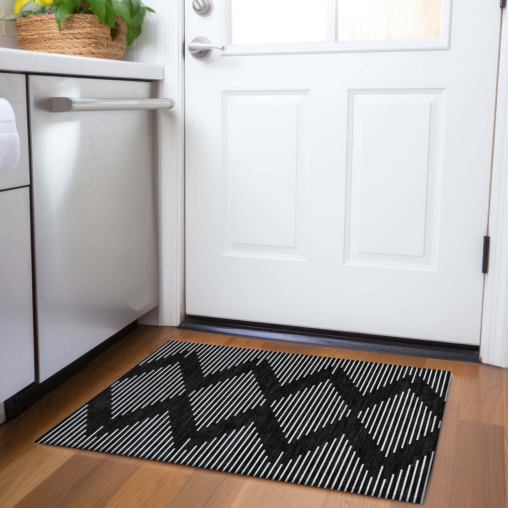 Marrakech Machine Washable Transitional Black Rug 1'8" x 2'6" #shape_Rectangle
