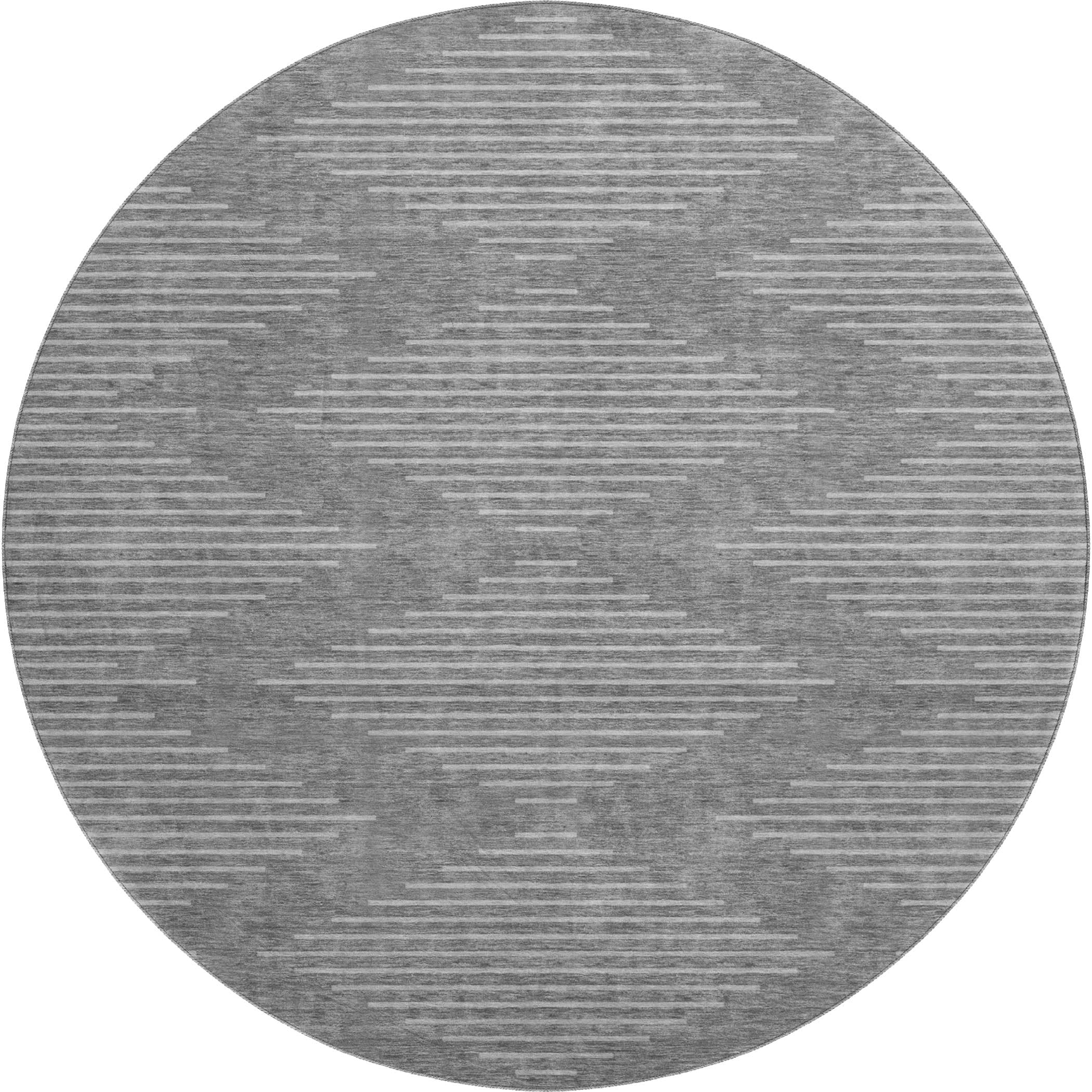 Marrakech Machine Washable Transitional Charcoal Gray Rug 8' x 8' #shape_Round