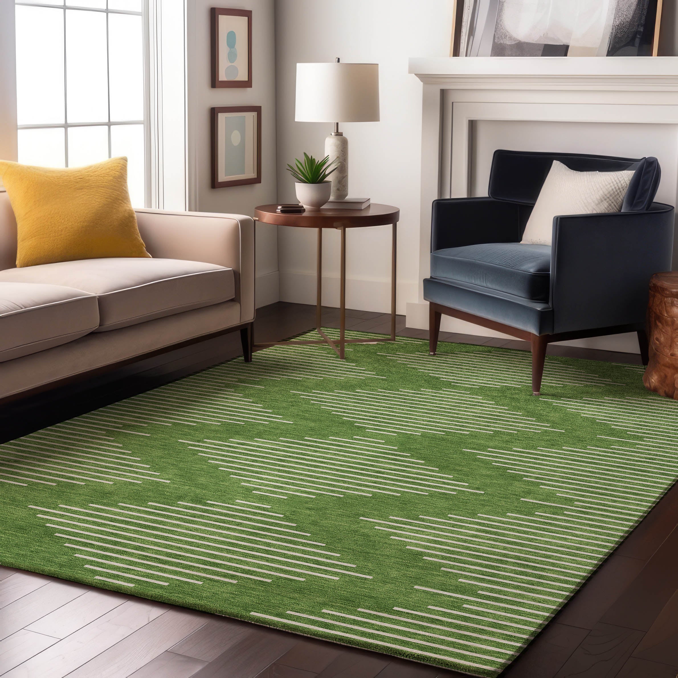 Marrakech Machine Washable Transitional Green Rug 2'6" x 3'10" #shape_Rectangle