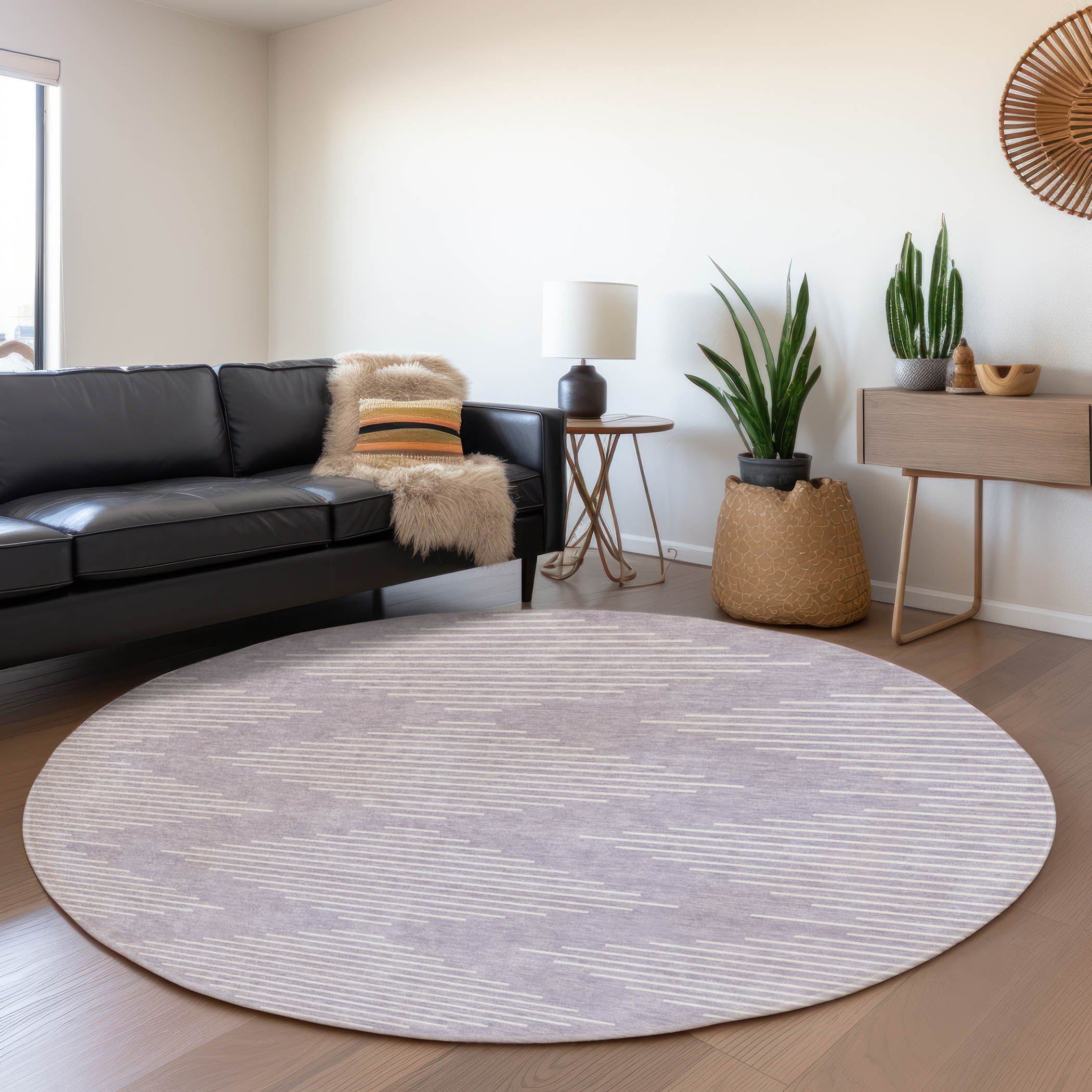 Marrakech Machine Washable Transitional Lavender Purple Rug 8' x 8' #shape_Round