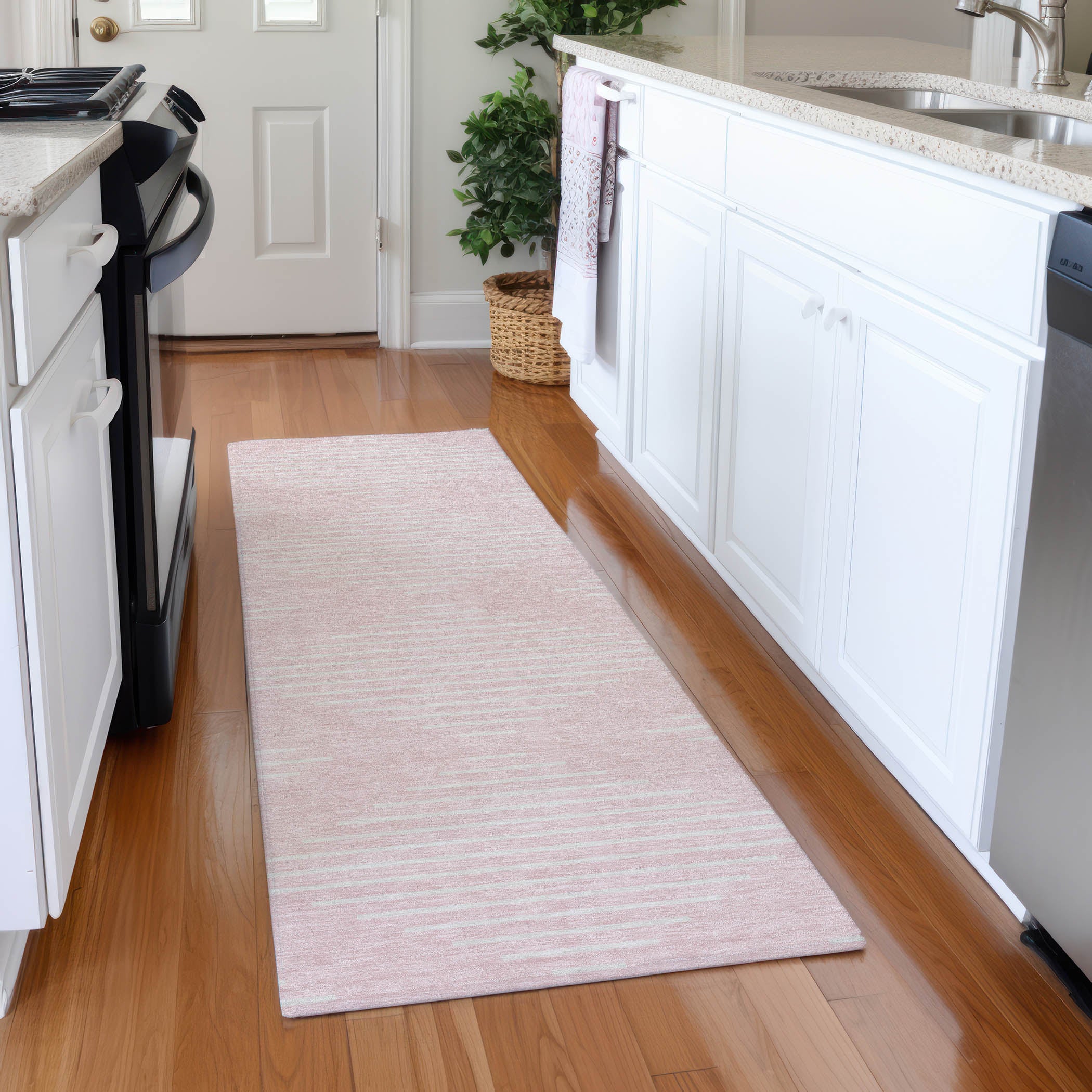 Marrakech Machine Washable Transitional Pink Rug 2'3" x 7'6" #shape_Runner
