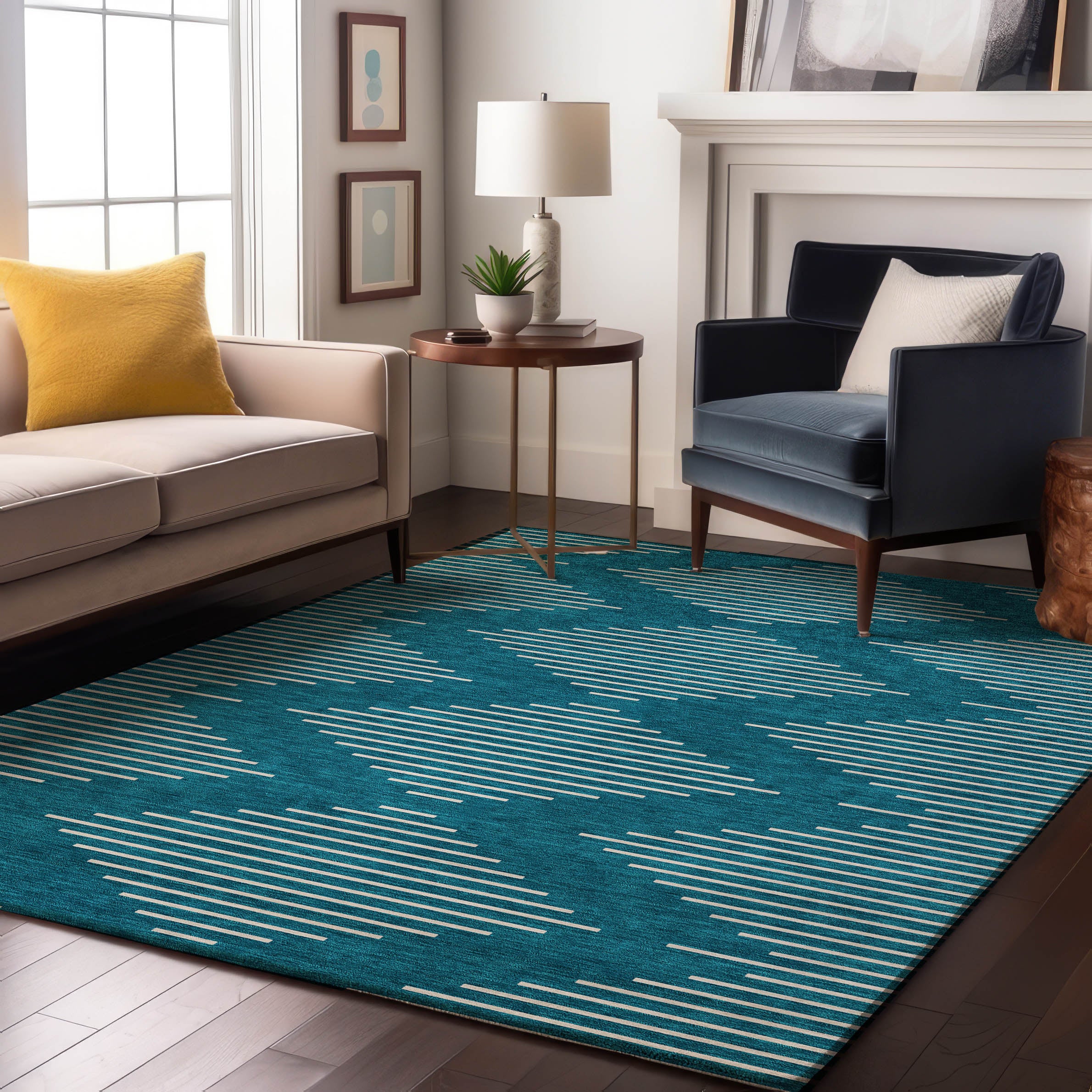 Marrakech Machine Washable Transitional Teal Rug 2'6" x 3'10" #shape_Rectangle