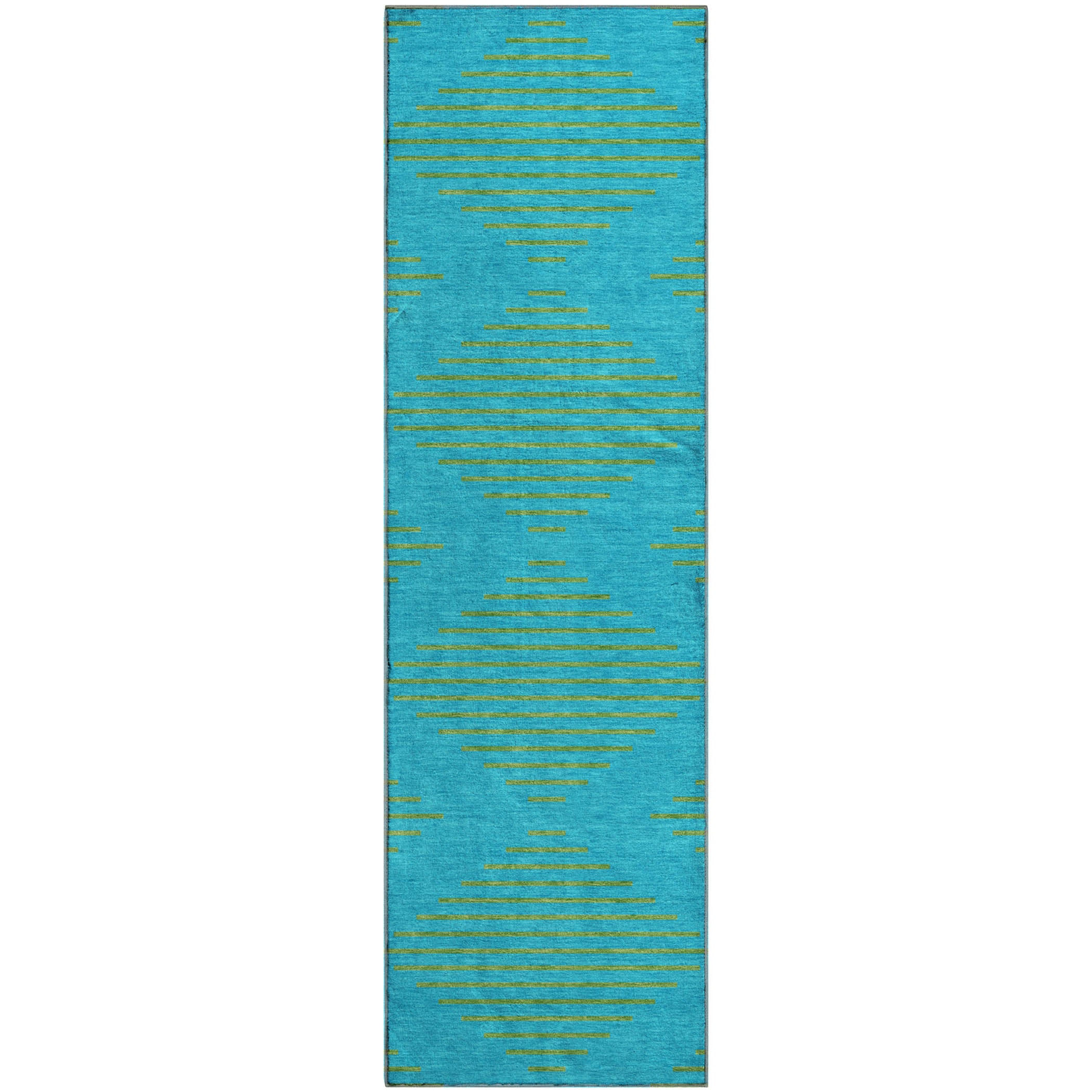 Sintra Machine Washable Transitional Aqua Teal Rug 2'3" x 7'6" #shape_Runner