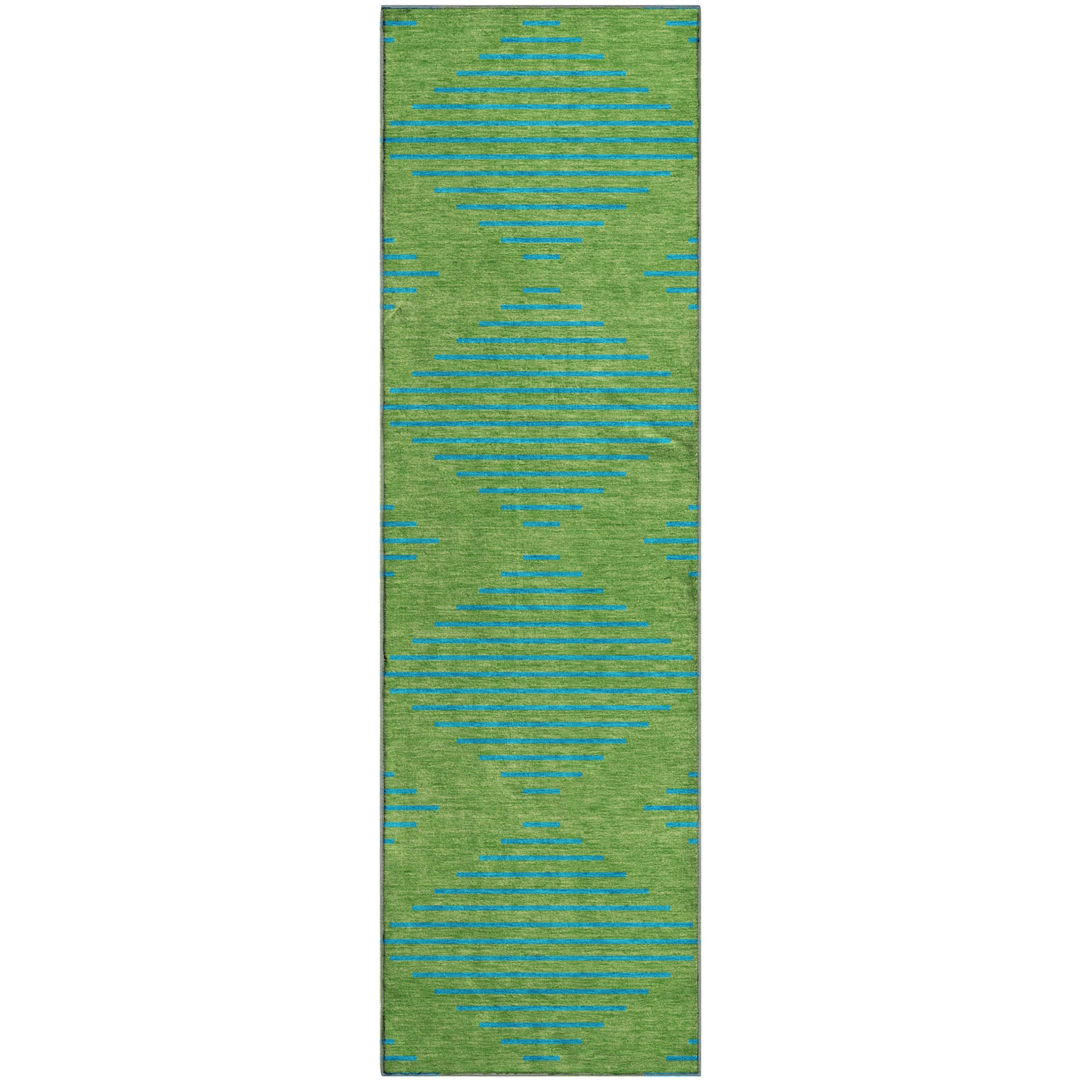 Sintra Machine Washable Transitional Green Rug 2'3" x 7'6" #shape_Runner