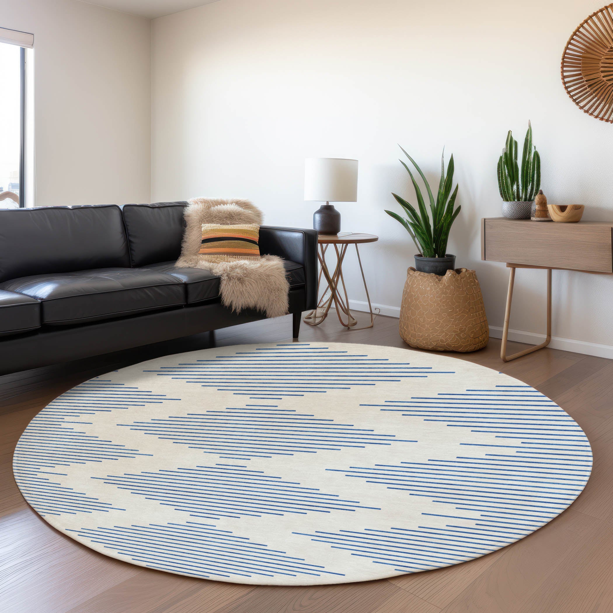 Sintra Machine Washable Transitional Ivory Rug 8' x 8' #shape_Round