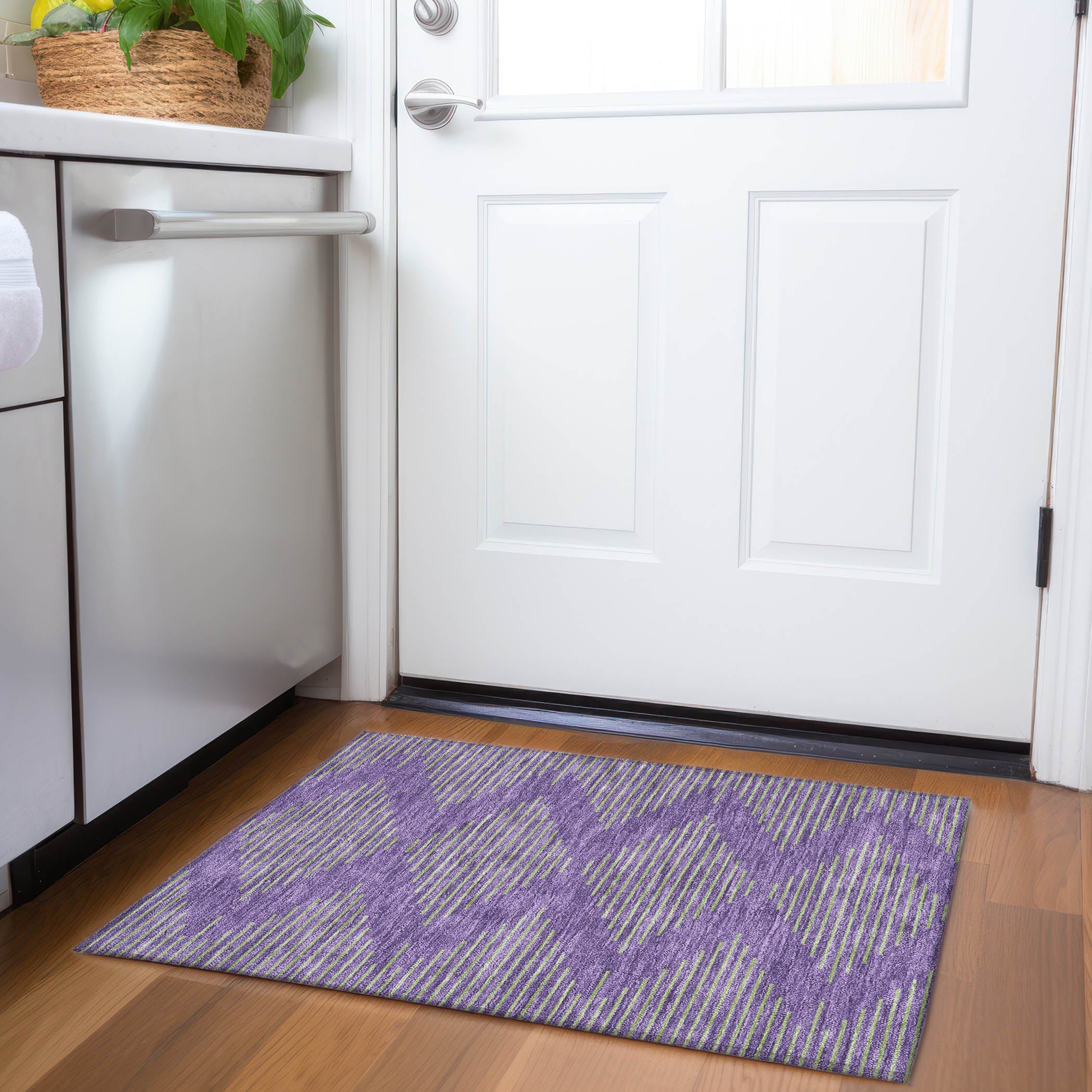 Sintra Machine Washable Transitional Purple Rug 1'8" x 2'6" #shape_Rectangle