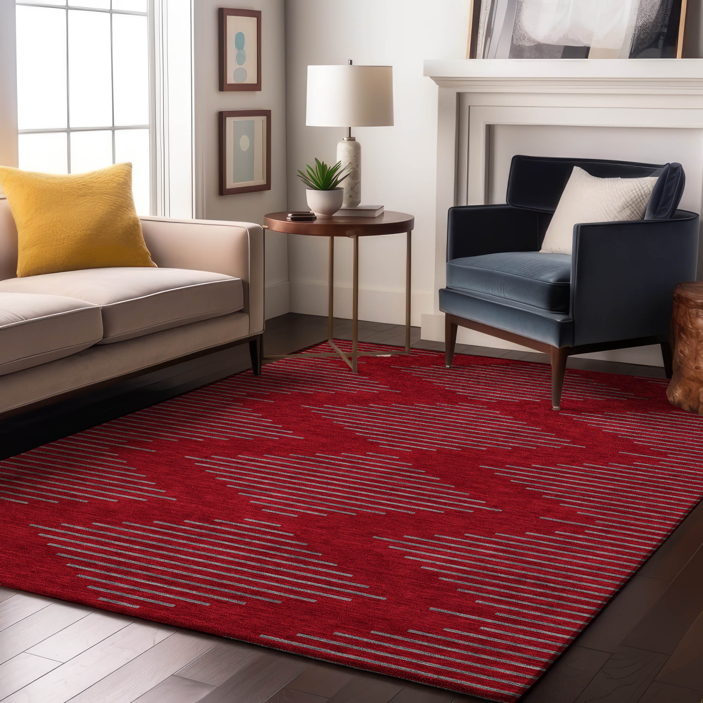 Sintra Machine Washable Transitional Red Rug 2'6" x 3'10" #shape_Rectangle